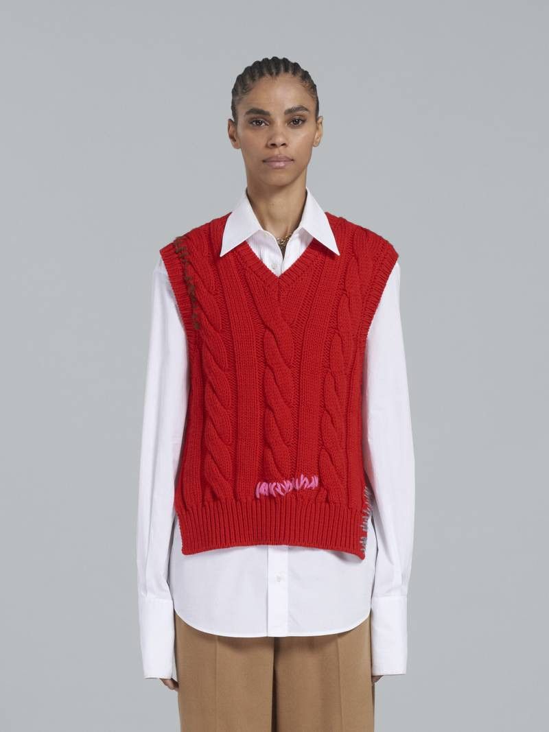 Marni o1y1125 Sleeveless Sweater in Red Size S / US 4 / IT 40 - 2 Thumbnail