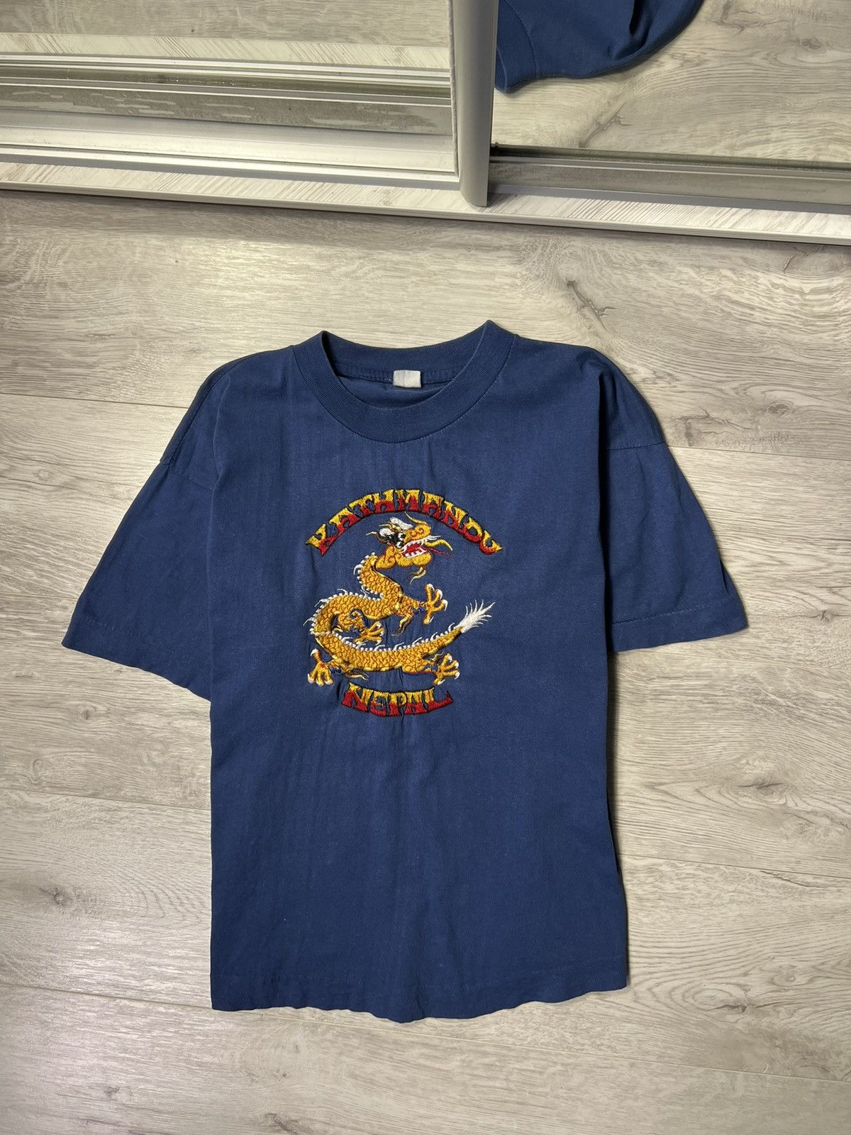 Japanese Brand × Vintage Vintage 80s Kathmandu Nepal Embroidered Dragon Big Logo Tee Size US M / EU 48-50 / 2 - 1 Thumbnail
