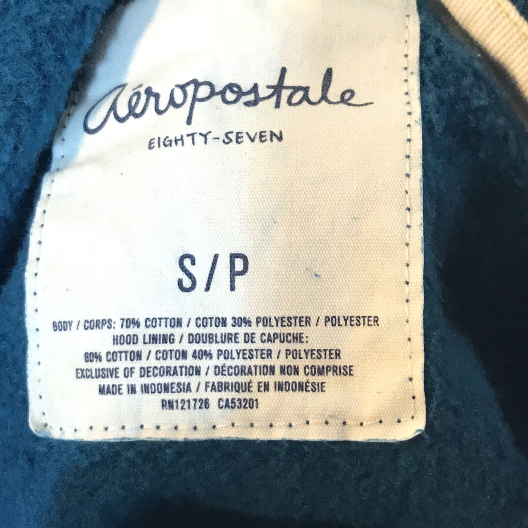 Vintage Aéropostale 87 Blue Logo Pullover Hoodie Womens Size S Casual Activewear Size S / US 4 / IT 40 - 3 Thumbnail