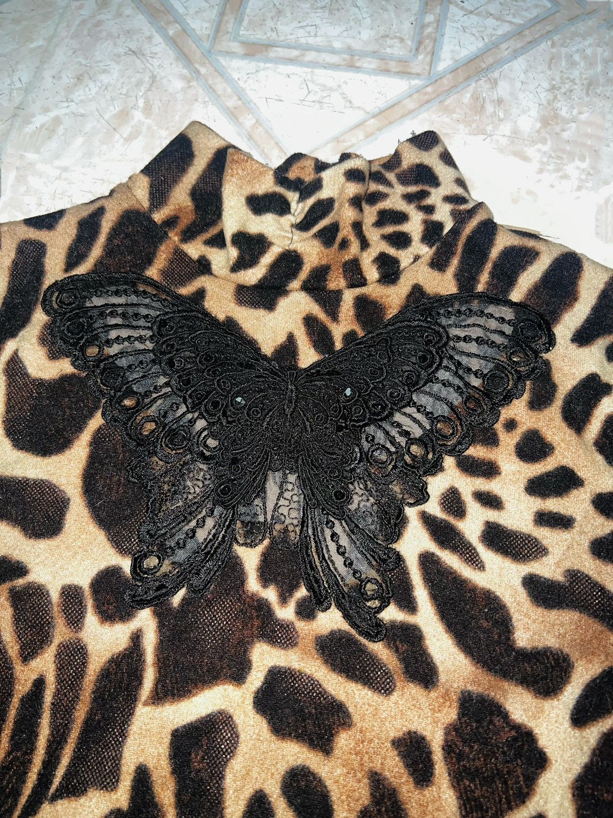 Dolce & Gabbana Y2K butterfly leopard turtle neck top🦋 🐆 Size ONE SIZE - 8 Thumbnail