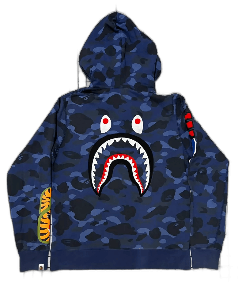 Bape Bape Shark Hoodie in Blue Camouflage Size US XL / EU 56 / 4 - 1 Thumbnail