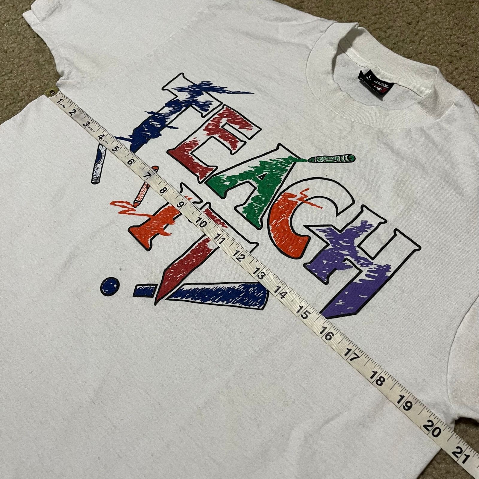 Fruit Of The Loom Vintage Single Stitch 'Teach Its Colorful
