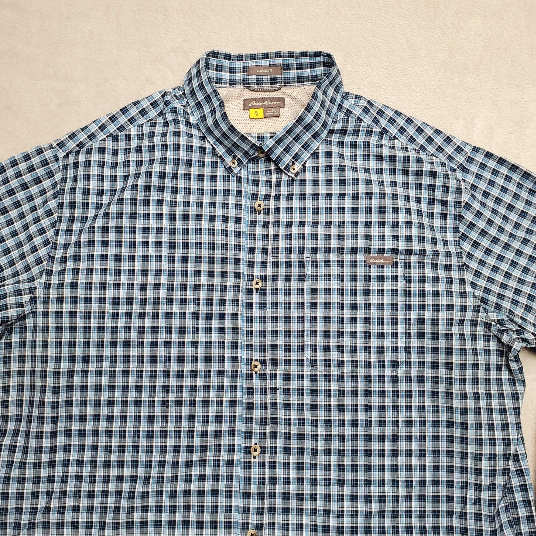 Eddie Bauer VINTAGE Eddie Bauer Shirt Mens XL Blue Plaid Button-Down Long Sleeve Outdoor (if not vintage, omit VINTAGE). Size US XL / EU 56 / 4 - 2 Thumbnail