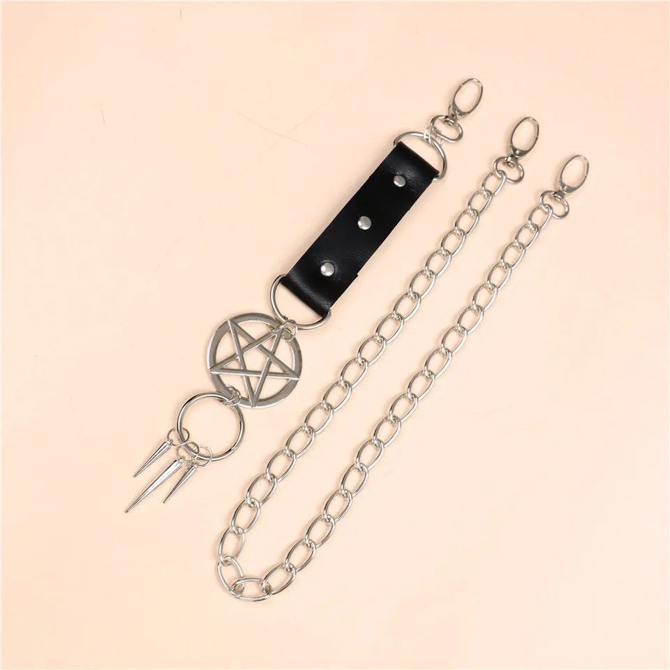 Other Punk PU Leather Metal Chain Keychain Size ONE SIZE - 3 Thumbnail