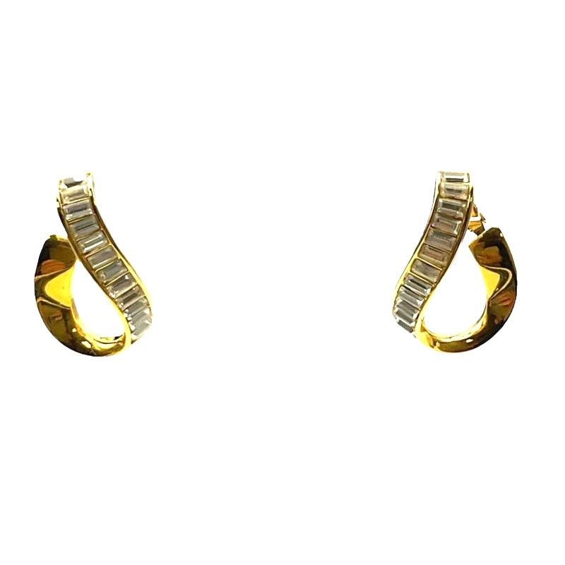 Swarovski SWAROVSKI Crystal Vintage Baguette Gold-Plated Twist Earring Size ONE SIZE - 1 Thumbnail