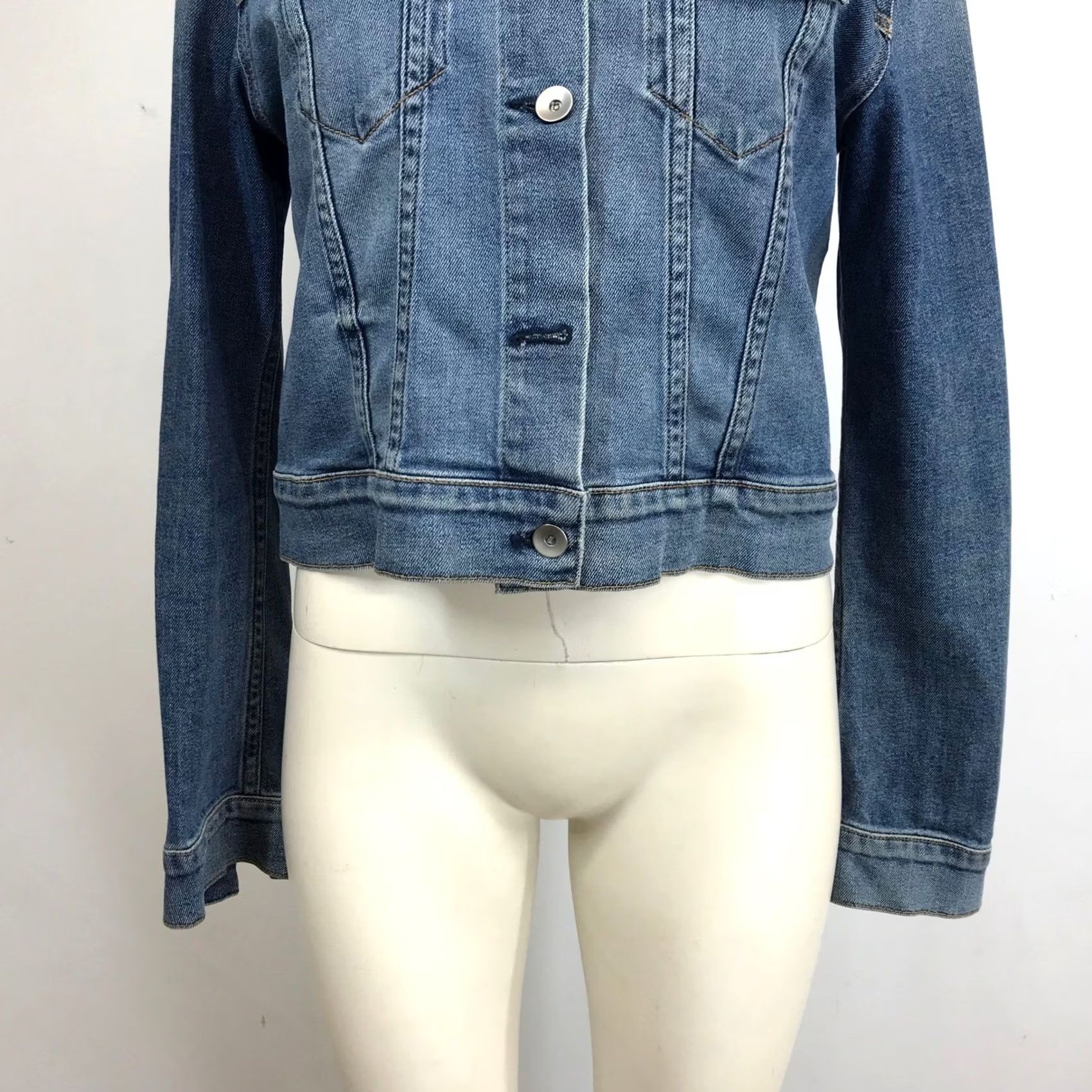 Vintage Fathers Daughter Blue Denim Jacket Size S Women Made in USA Crop Button Front Casual Size 28" / US 6 / IT 42 - 3 Thumbnail
