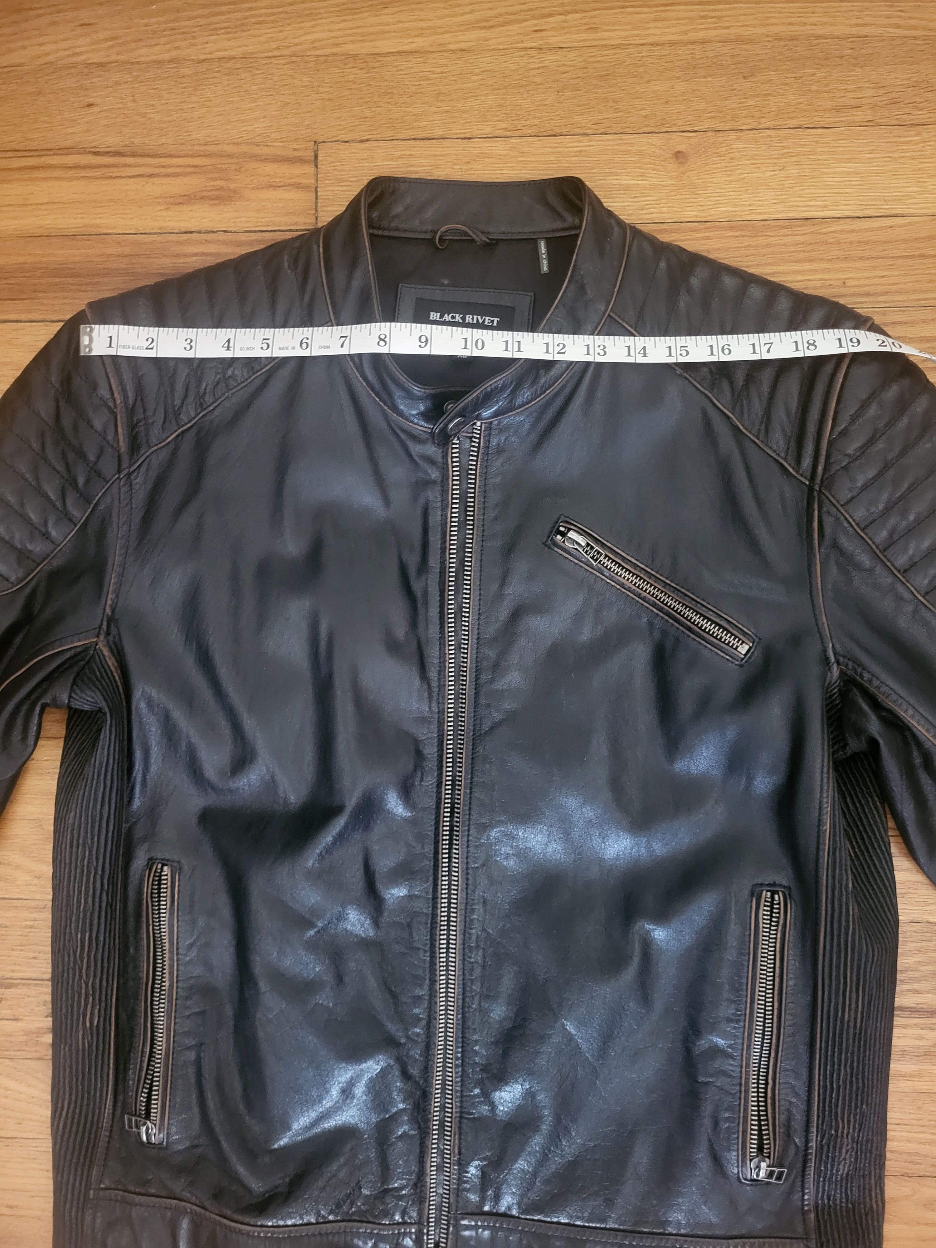Black Rivet Leather Jacket Genuine Motorcycle Style Size US XL / EU 56 / 4 - 8 Thumbnail