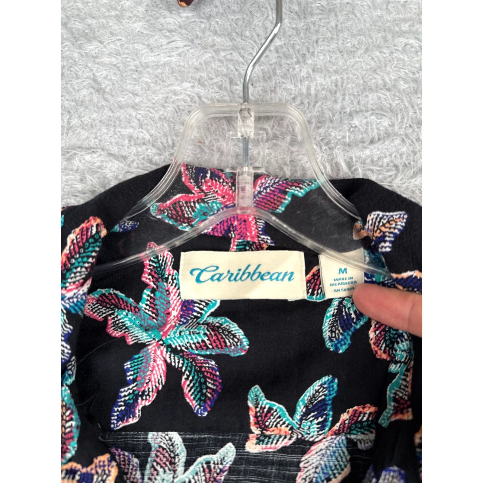 Pinko Caribbean Shirt Men Medium Black Pink Blue Floral Wood Button Up Hawaiian Rayon Size US M / EU 48-50 / 2 - 7 Thumbnail