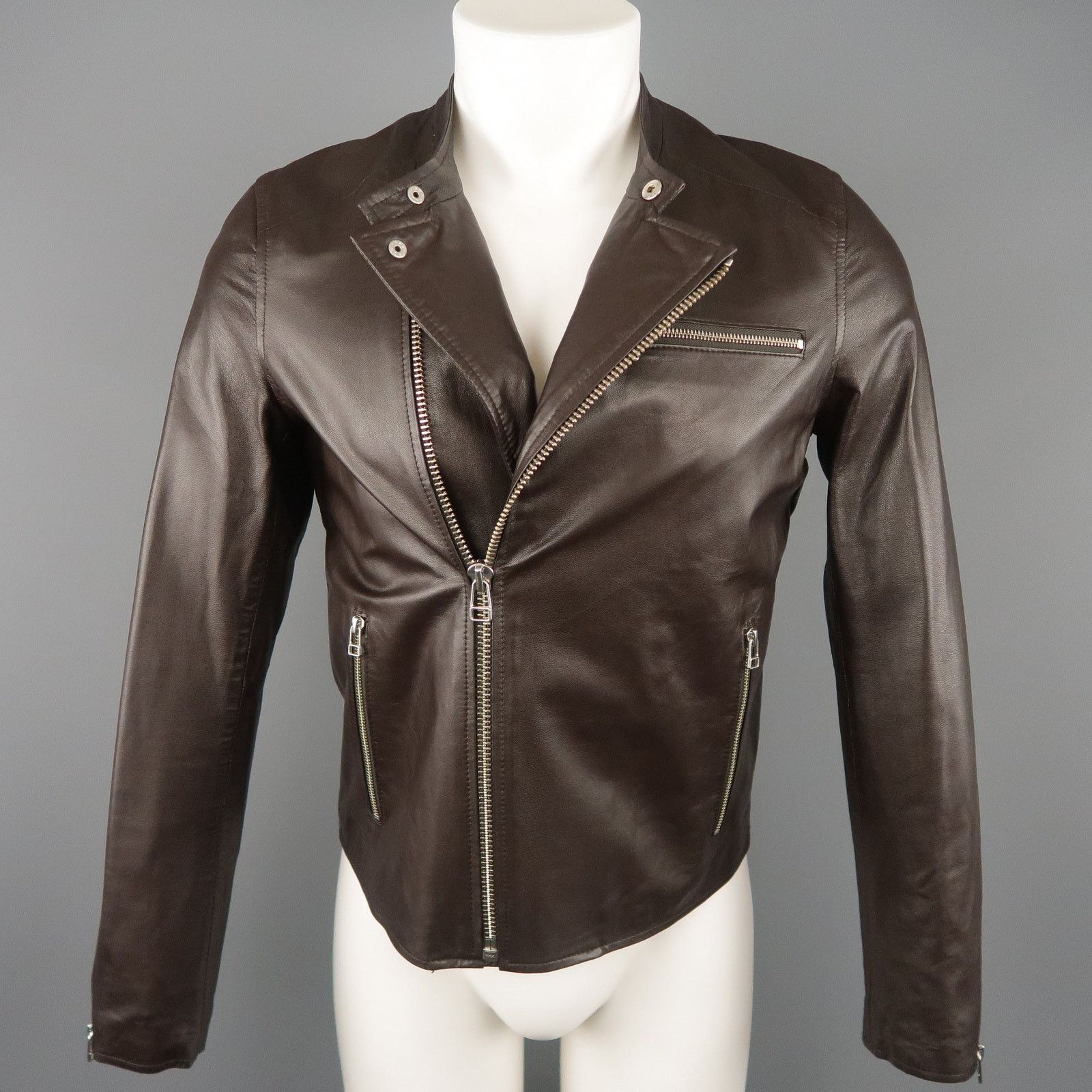 Shipley & Halmos SHIPLEY and HALMOS S Brown Leather Biker Jacket Size US S / EU 44-46 / 1 - 2 Thumbnail