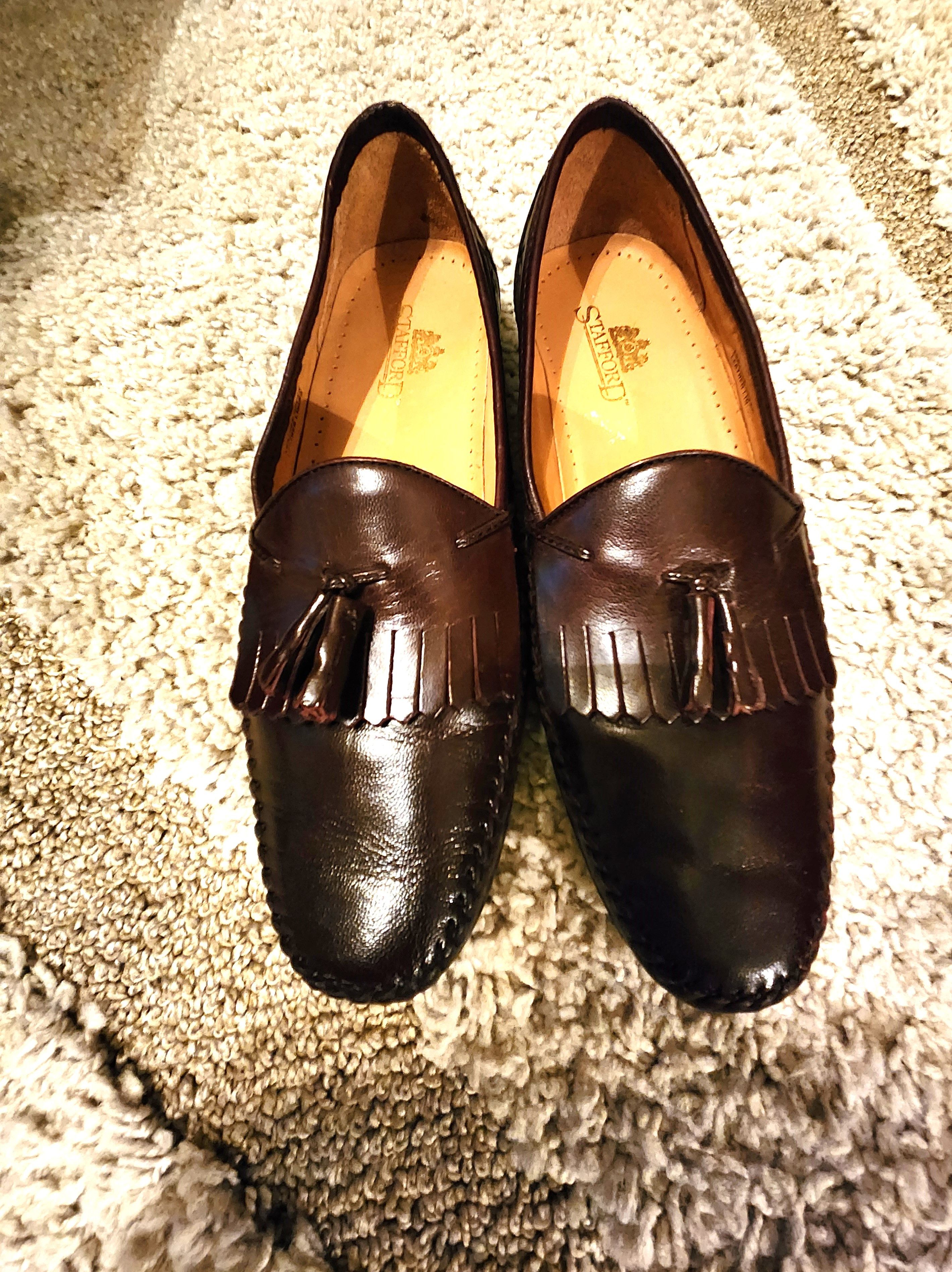 Stafford Men's 100% Leather Tasseled Slip-On Loafers Size US 12 / EU 45 - 1 Thumbnail