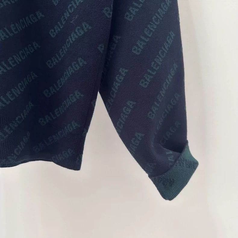 Balenciaga Balenciaga Balenciaga Logo Print Sweater in Navy Blue-2506 Size US M / EU 48-50 / 2 - 4 Thumbnail