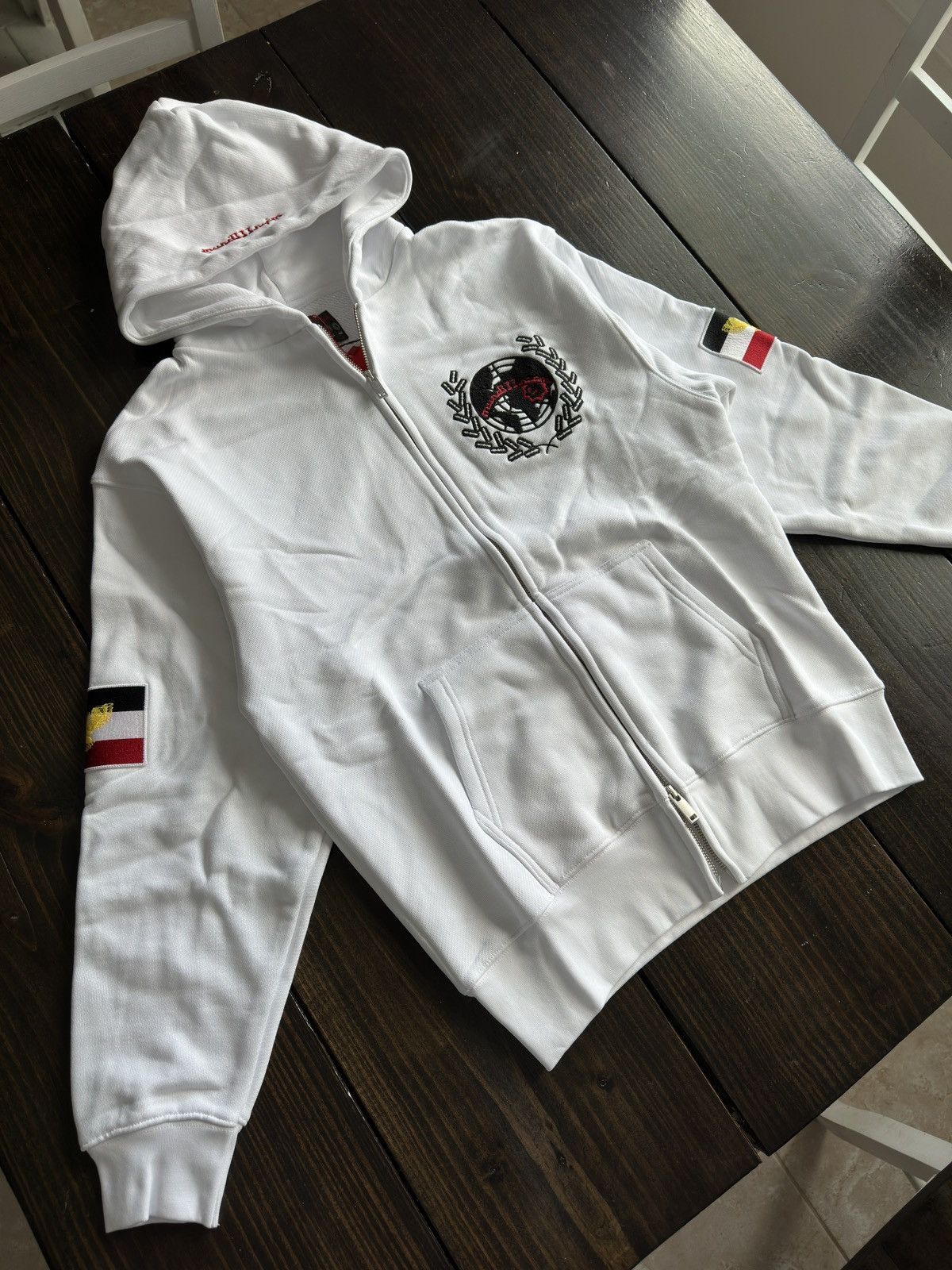 murd333r.fm Murd333r.fm Chopper White Rhinestone Zip Up