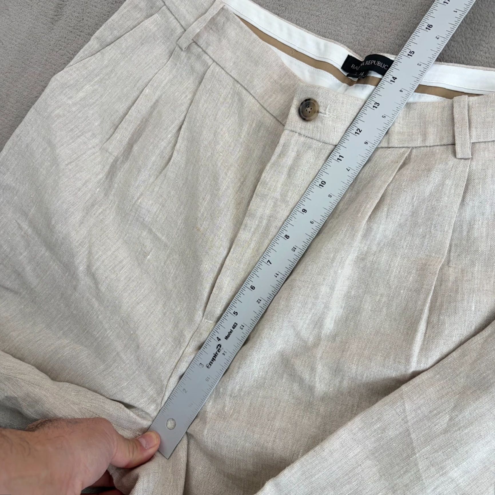Banana Republic VINTAGE Banana Republic Palma Straight-Leg Linen Pants in Natural Linen Beige 14 NWOT Size 36" / US 14 / IT 50 - 6 Thumbnail