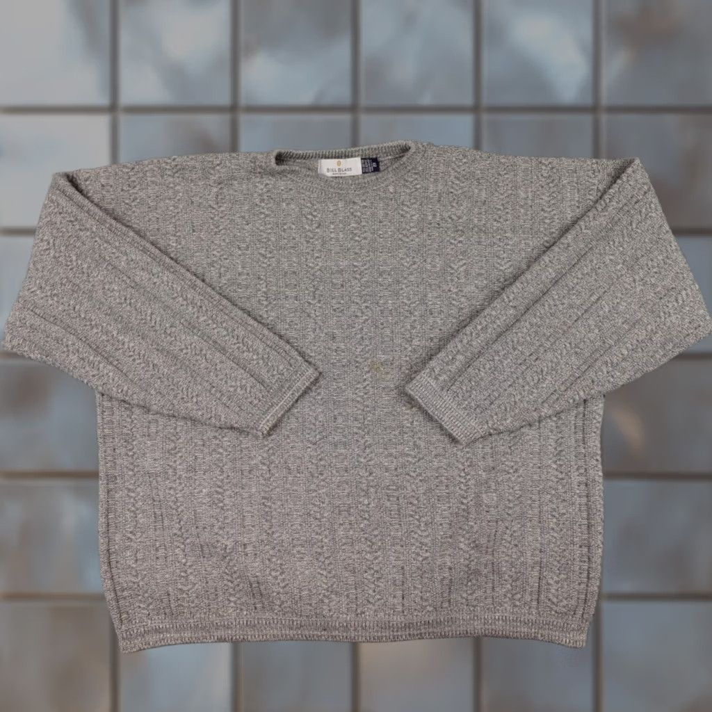 Bill Blass VINTAGE Bill Bass Sweater Mens 2X Gray Knit Crewneck Textured Made In USA 90s Size US XXL / EU 58 / 5 - 1 Thumbnail
