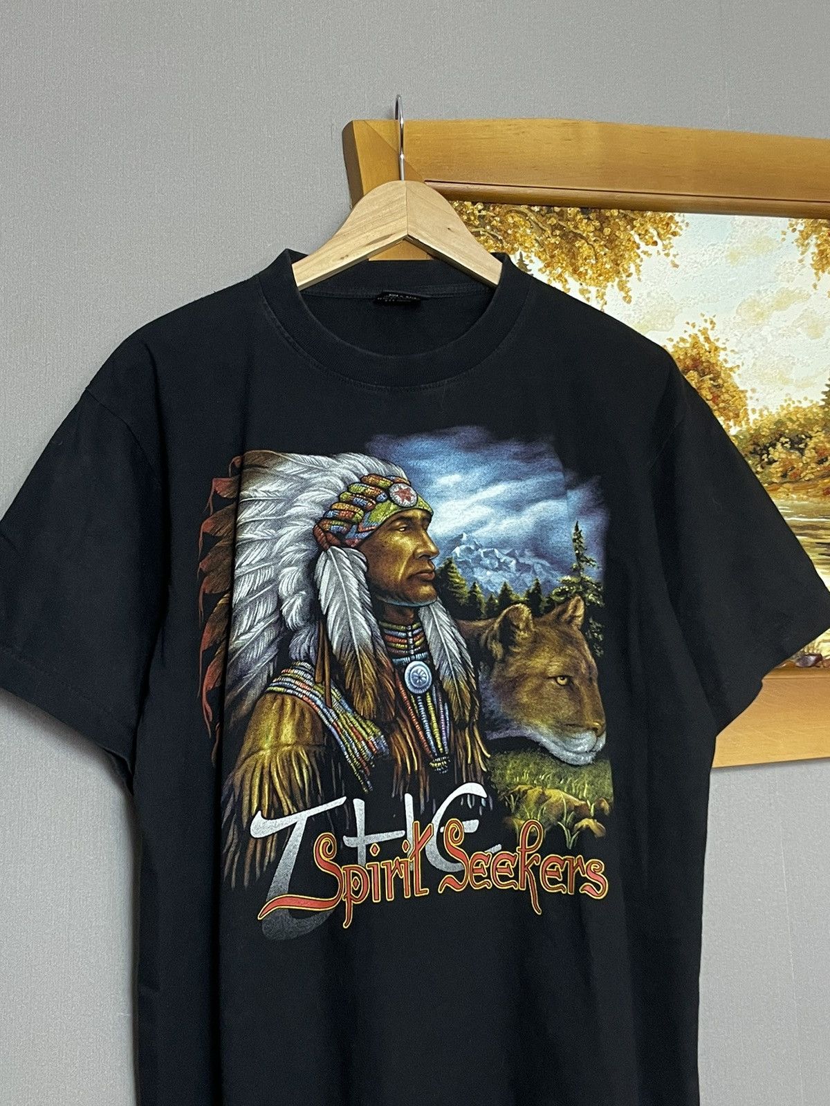 Band Tees × Vintage Vintage Cropped Native American Indian Double Sided T-shirt Size US L / EU 52-54 / 3 - 2 Thumbnail
