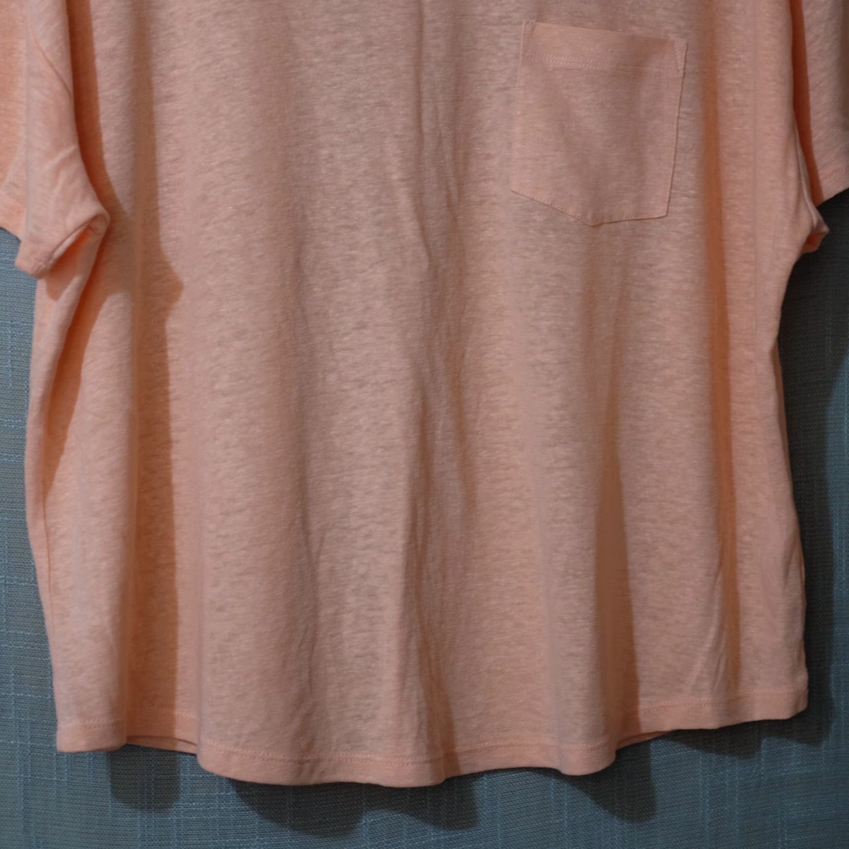 Old Navy Old Navy Linen Blend T-Shirt Sheer Peach w/Pockets Women's XL Shirt Size XL / US 12-14 / IT 48-50 - 4 Thumbnail