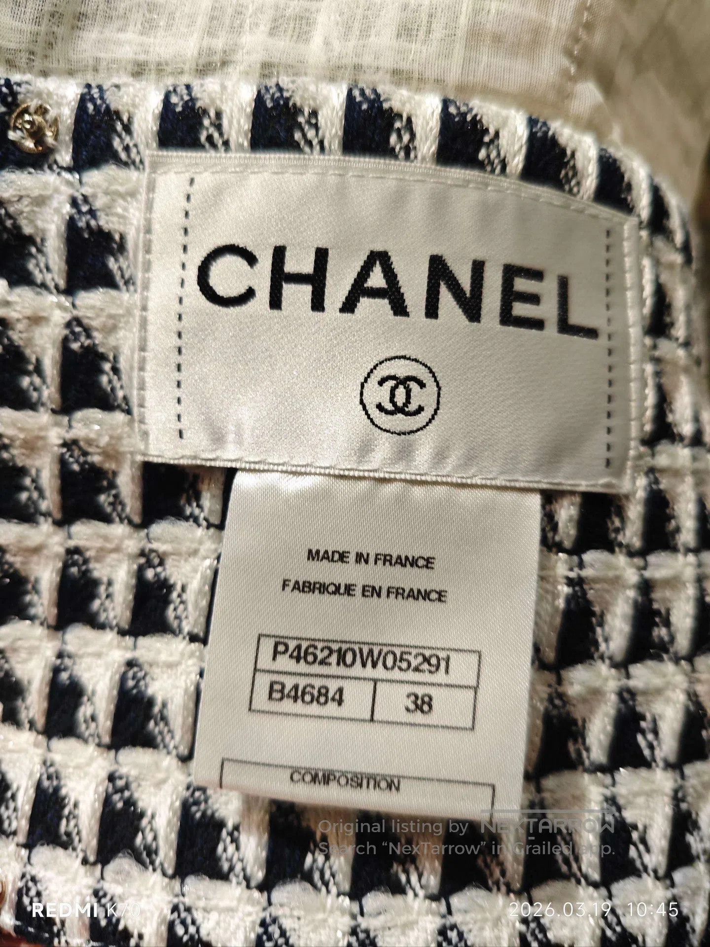 Chanel Chanel Off-White Colorblock Openwork Knit Collar Single Bu Size XS / US 0-2 / IT 36-38 - 2 Thumbnail