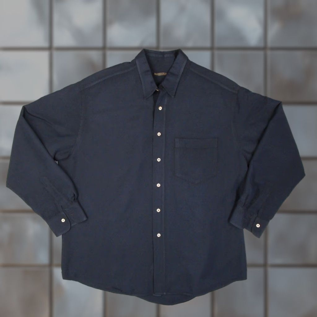 Donna Karan Donna Karan New York Mens XL Blue Button Down Shirt Made in Italy Rayon Blend Shirt Size US XL / EU 56 / 4 - 1 Thumbnail