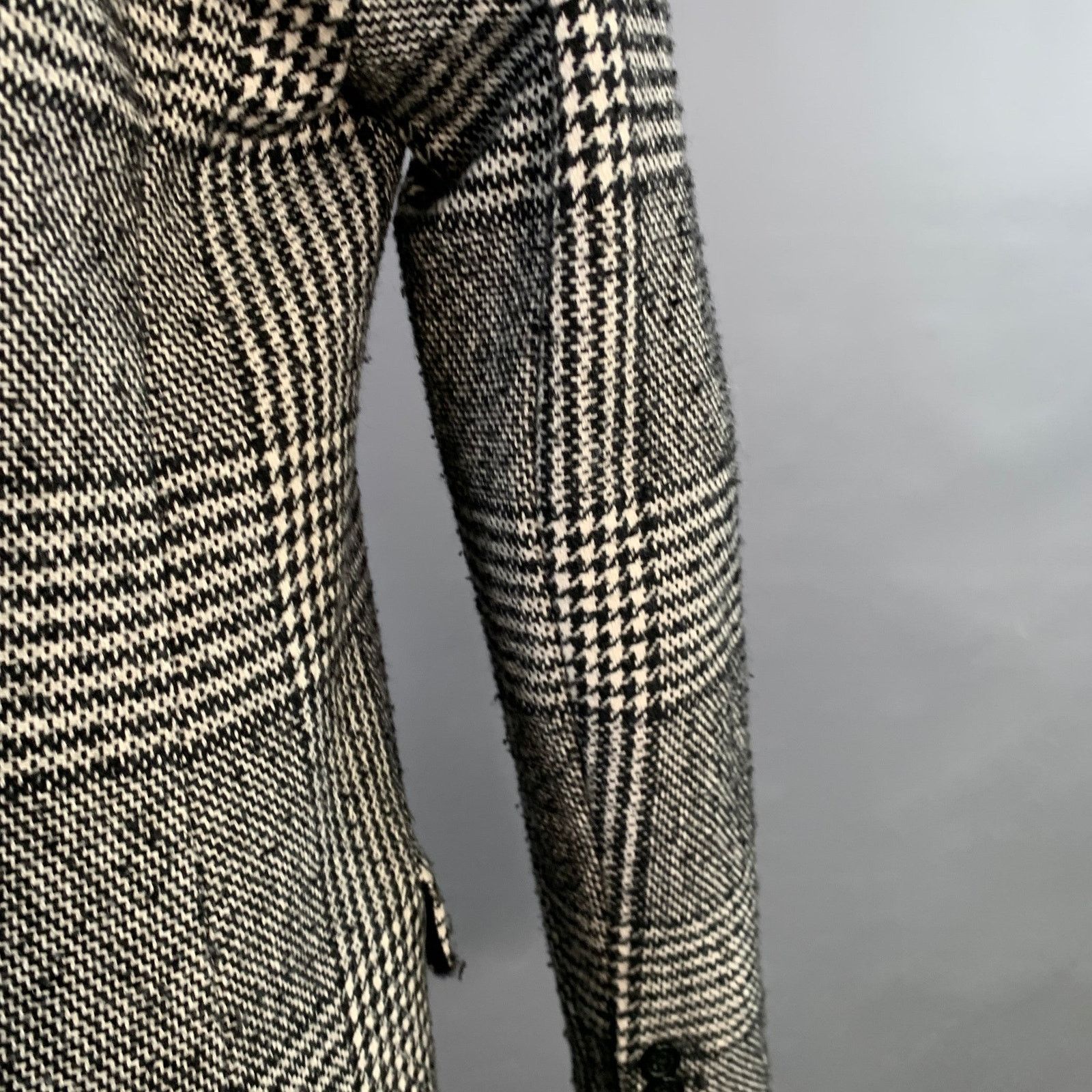 Michael Kors Size S Black White Wool Blend Plaid Double Breasted Coat Size S / US 4 / IT 40 - 8 Thumbnail