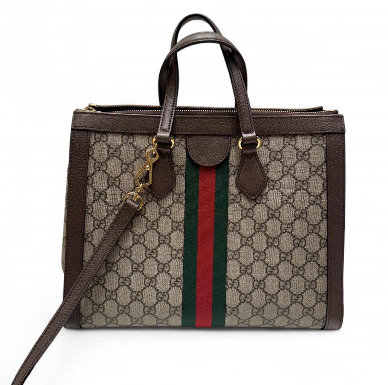 Gucci Gucci Monogram GG Supreme Ophidia Handle Bag Size ONE SIZE - 3 Thumbnail