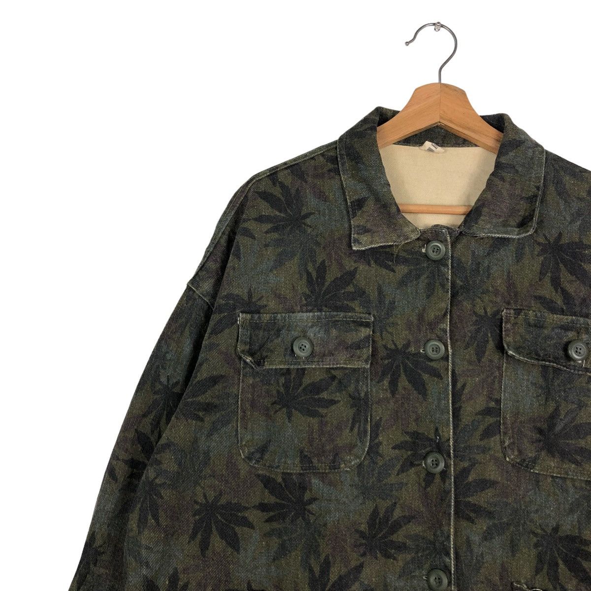 Hysteric Glamour 🔥VINTAGE BIKER JACKET JAPANESE TRADITIONAL LEAVES OVERPRINT Size US M / EU 48-50 / 2 - 7 Thumbnail
