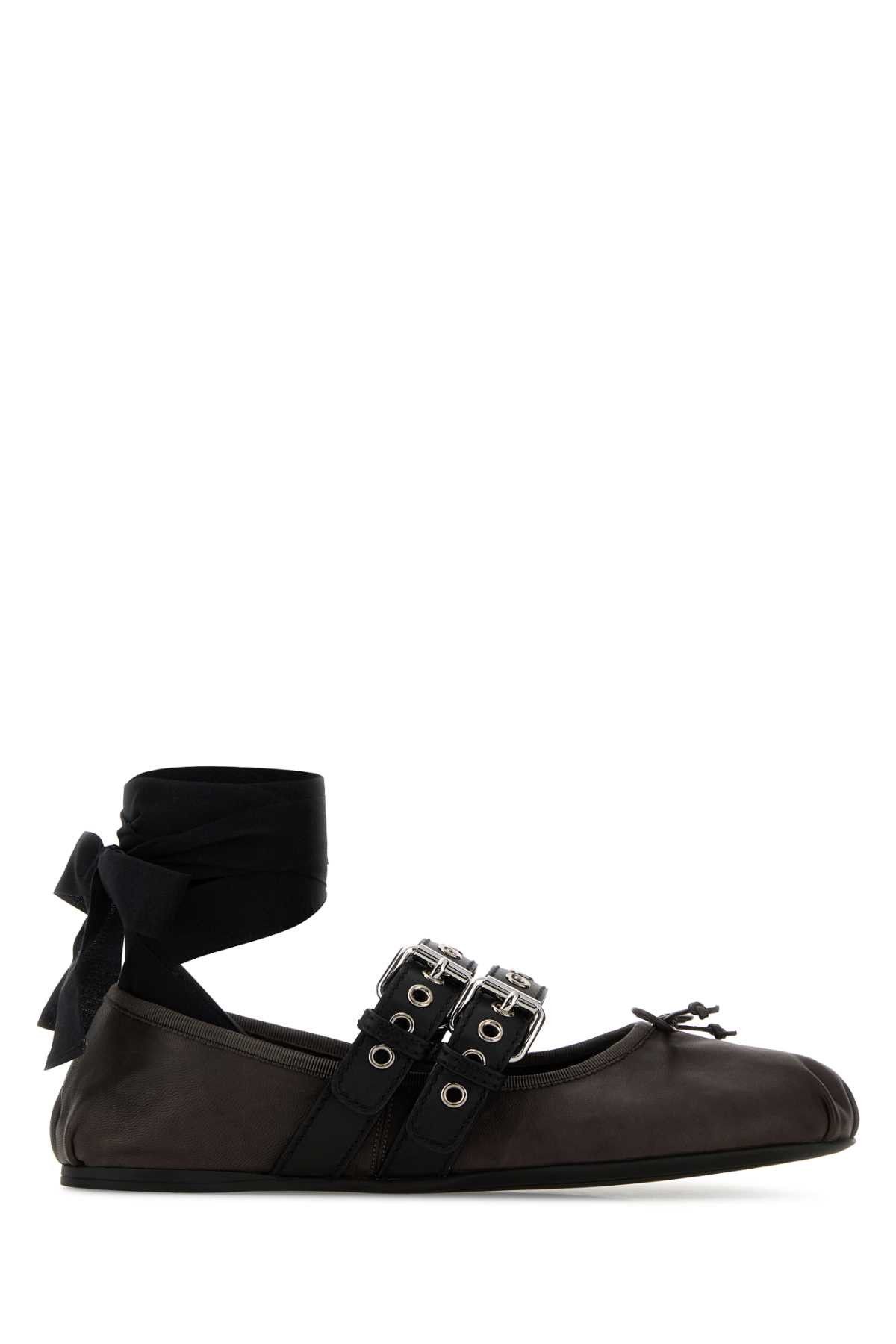 Miu Miu Dark Brown Leather Ballerinas Size US 9 / IT 39 - 1 Thumbnail