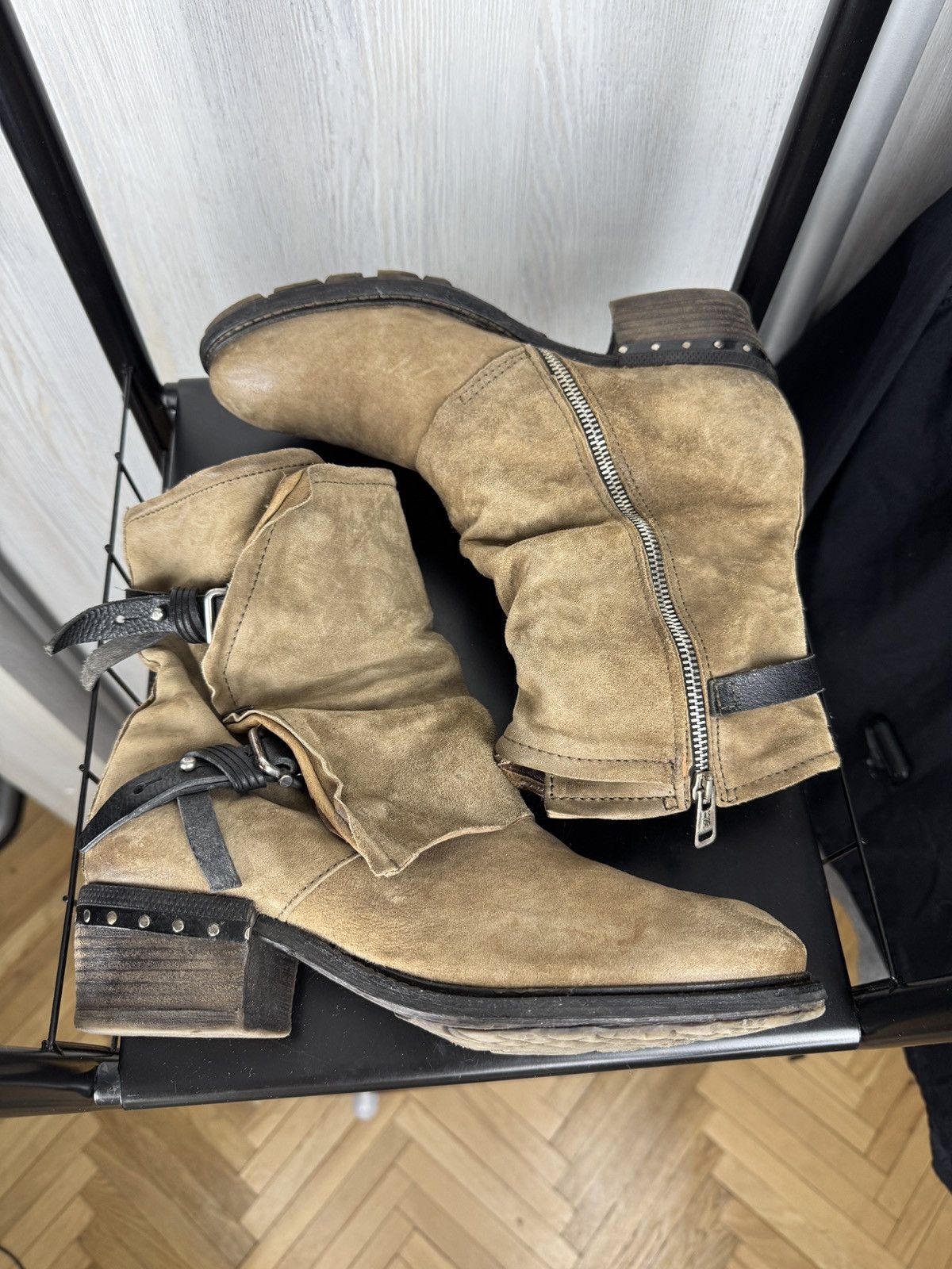 A.S.98 A.S.98 Airstep beige leather suede strap biker boots size 40 Size US 10 / IT 40 - 10 Thumbnail
