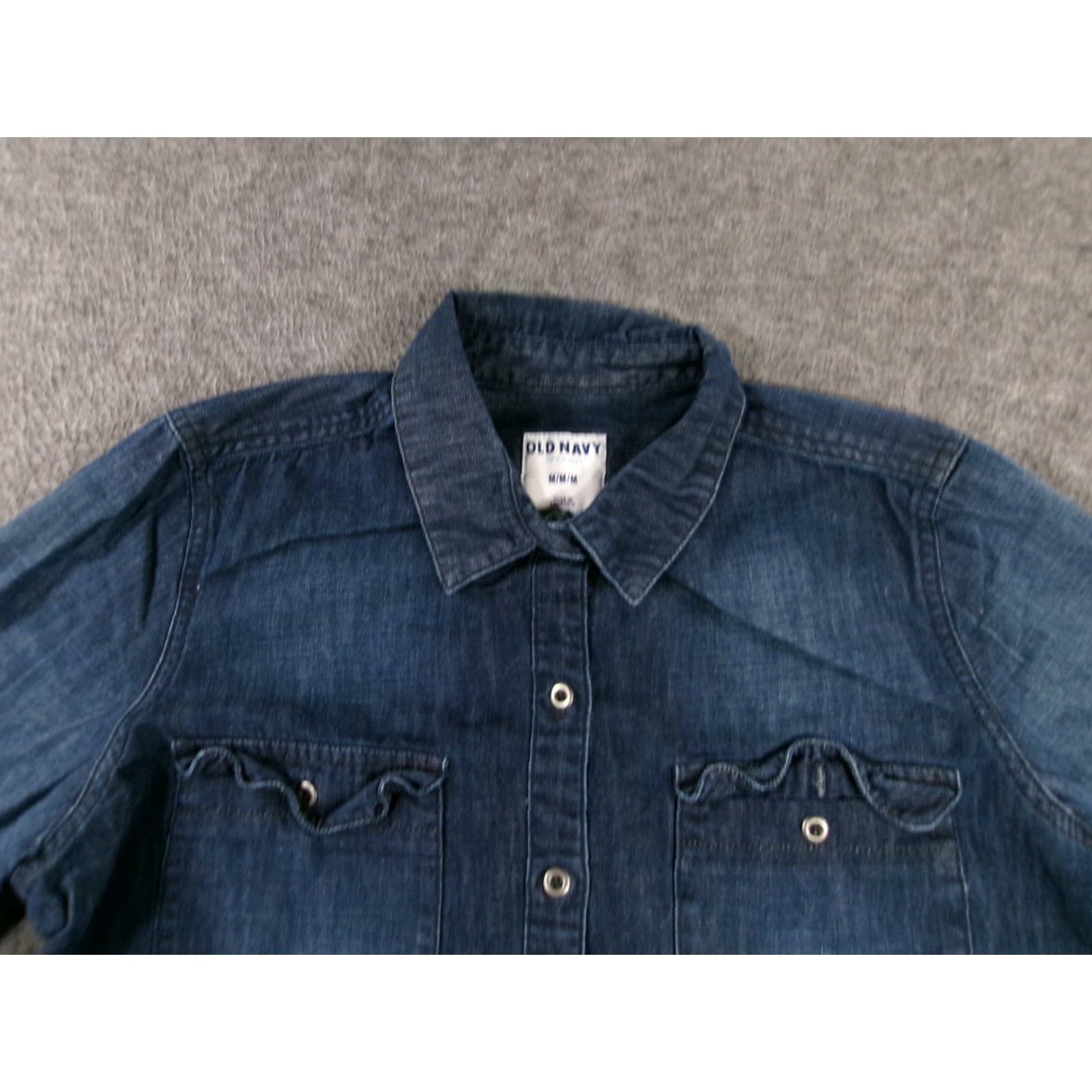 Old Navy VINTAGE Old Navy Denim Button-Up Shirt Women Medium Blue Casual Western 90s Dark Wash Size M / US 6-8 / IT 42-44 - 2 Thumbnail