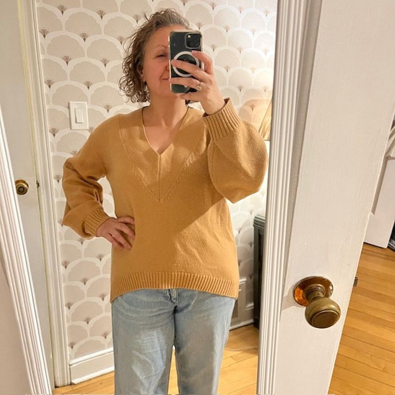 Tibi Tibi Merino Wool V-neck Puff Sleeve Camel Sweater Small Size S / US 4 / IT 40 - 6 Thumbnail