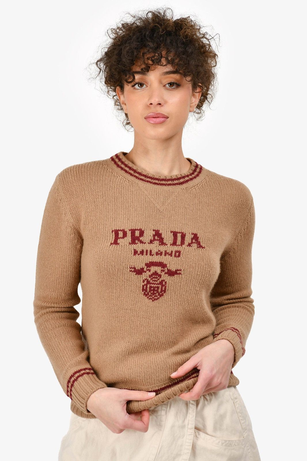 Prada Prada Milano Cashmere Wool Knit Sweater Brown Logo Size XS / US 0-2 / IT 36-38 - 2 Thumbnail