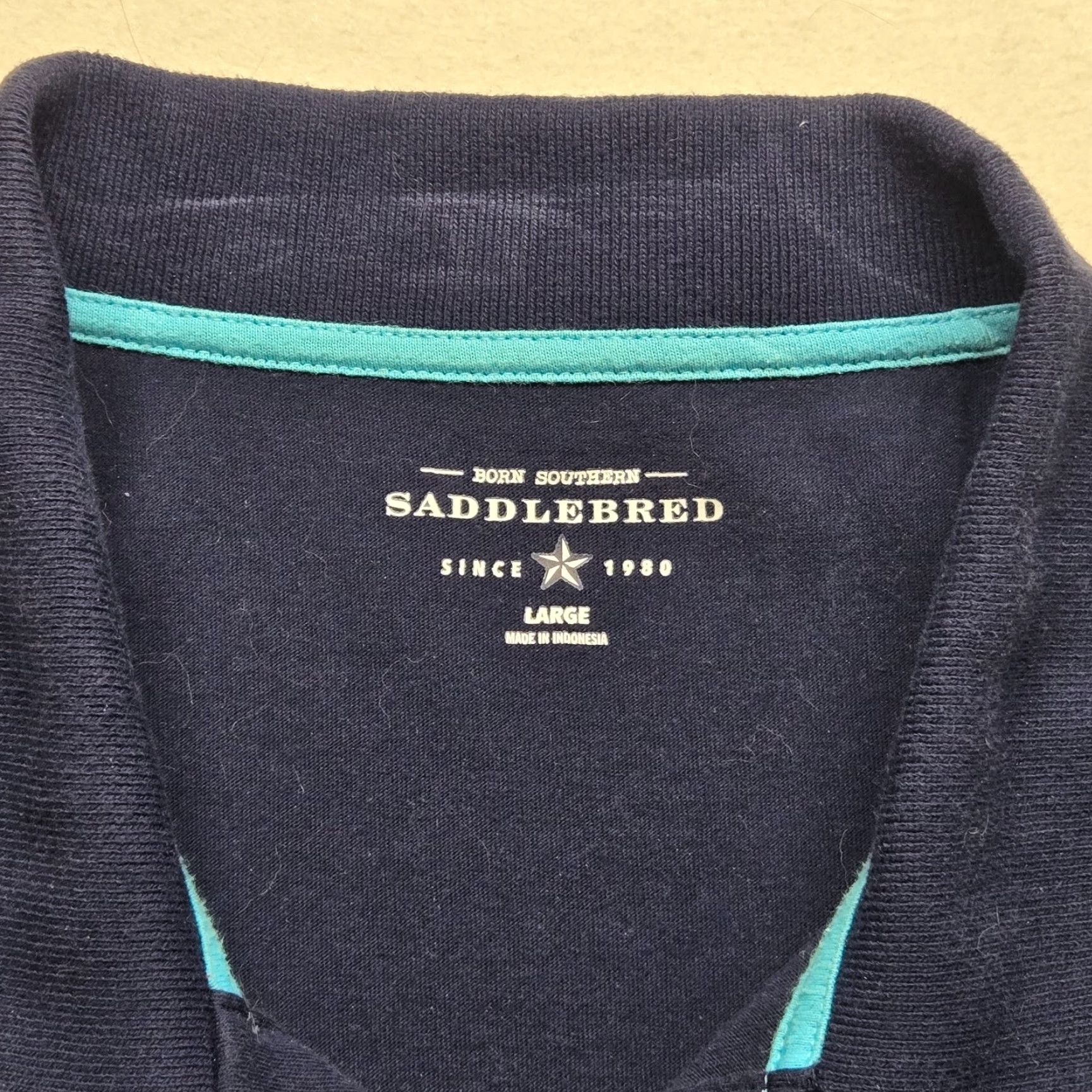 Vintage Saddlebred Polo Shirt Solid Blue Short Sleeve 3 Button Adult Mens Size L Large Size US L / EU 52-54 / 3 - 3 Thumbnail