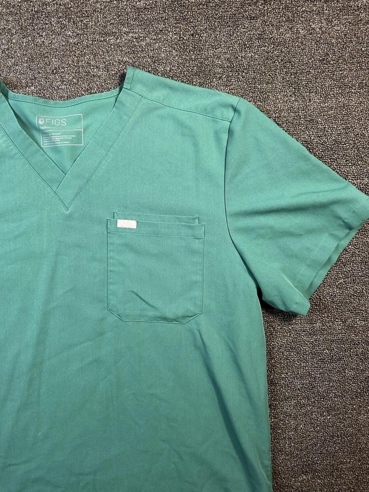Other Figs Technical Collection Men’s XXL Green 3 Pocket Scrub Top Size US XXL / EU 58 / 5 - 6 Thumbnail