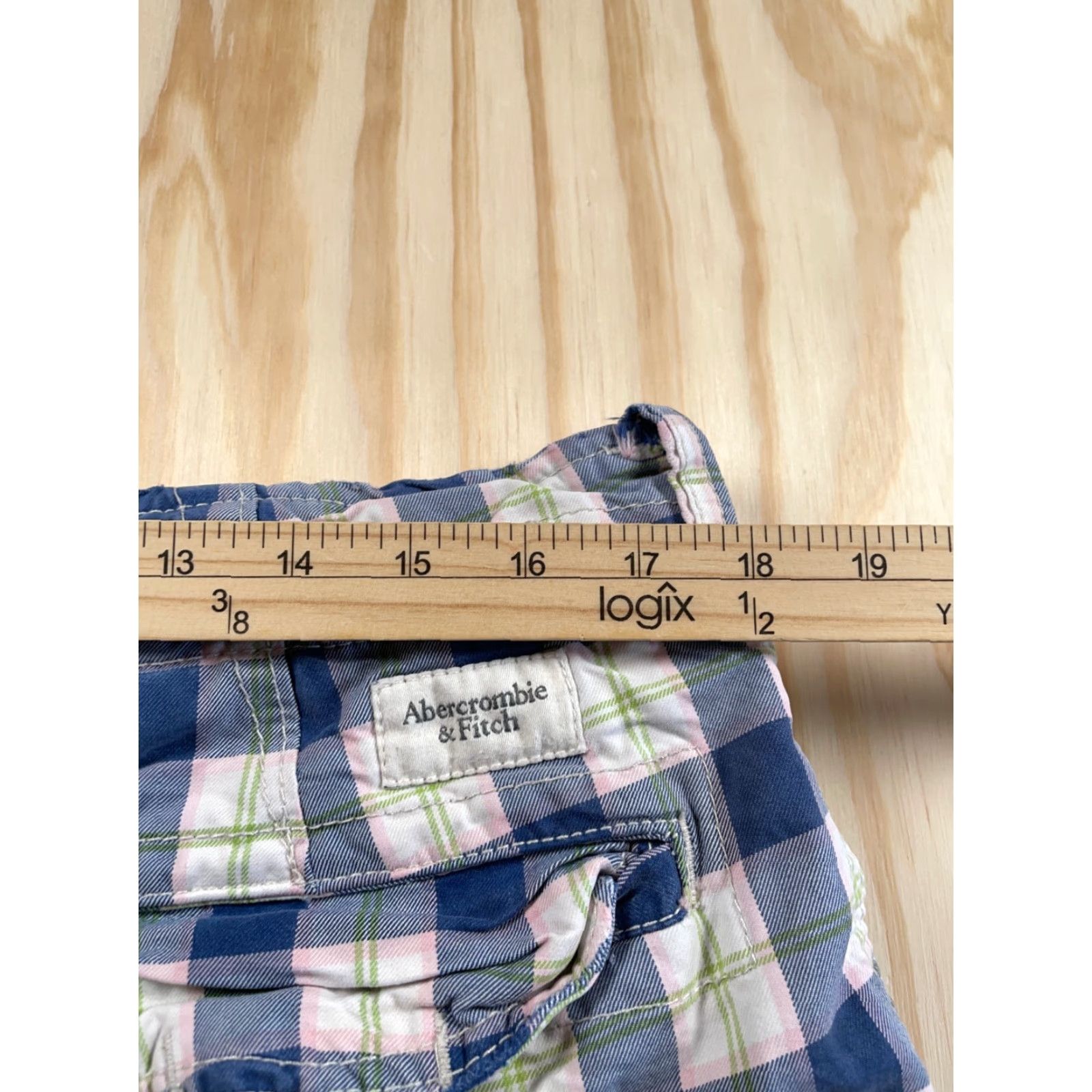 Abercrombie & Fitch VINTAGE Abercrombie & Fitch Plaid Shorts Men 34 9" Inseam Blue Pink Drawstring Flat Front Chino Casual 90s Mens Size US 36 / EU 52 - 5 Thumbnail