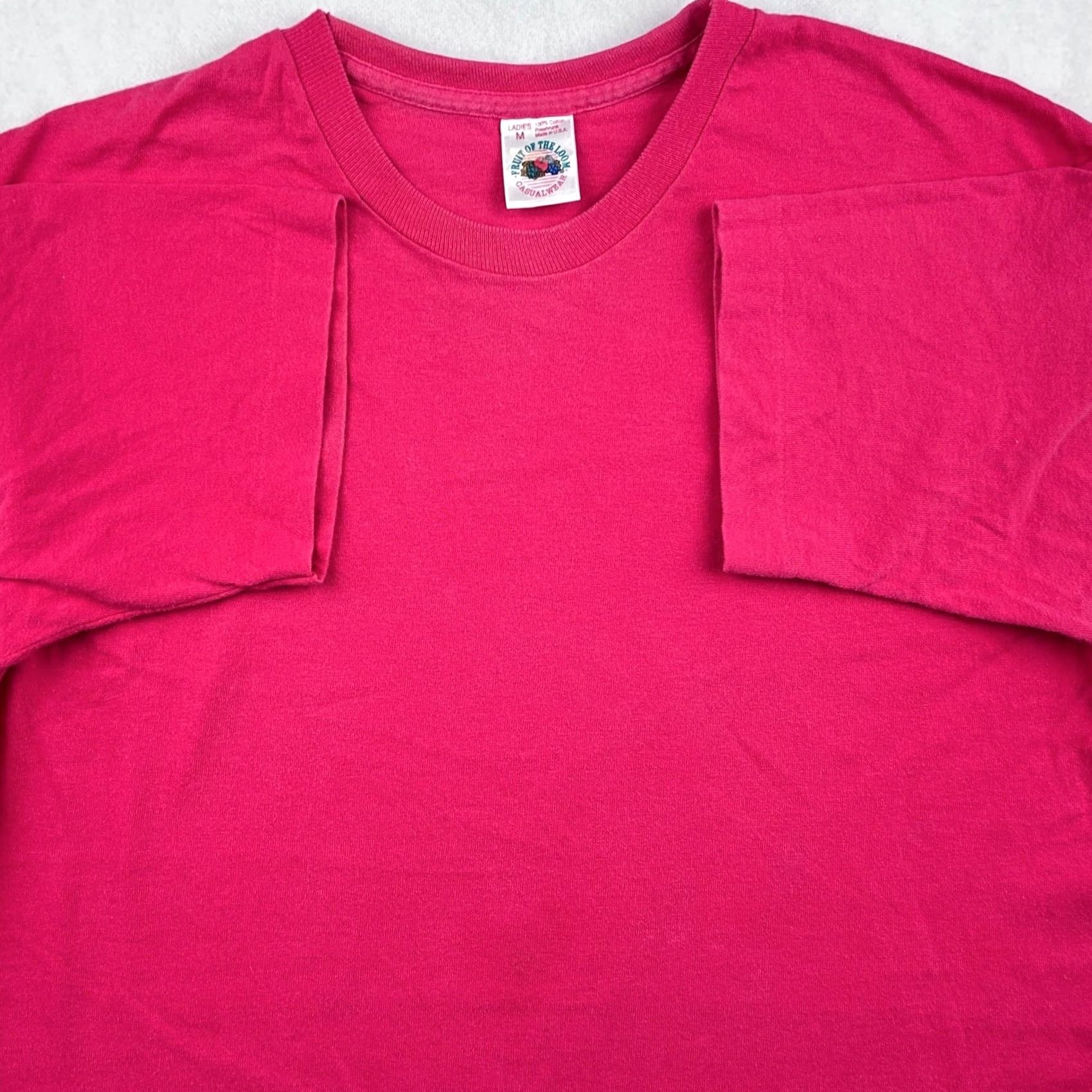 Fruit Of The Loom VINTAGE Fruit of the Loom T-Shirt Pink XS-XL Ladies M Short Sleeve Crew Neck Cotton 80s 90s Vintage Shirt Womens (adjust to original title words only) Size US M / EU 48-50 / 2 - 6 Thumbnail