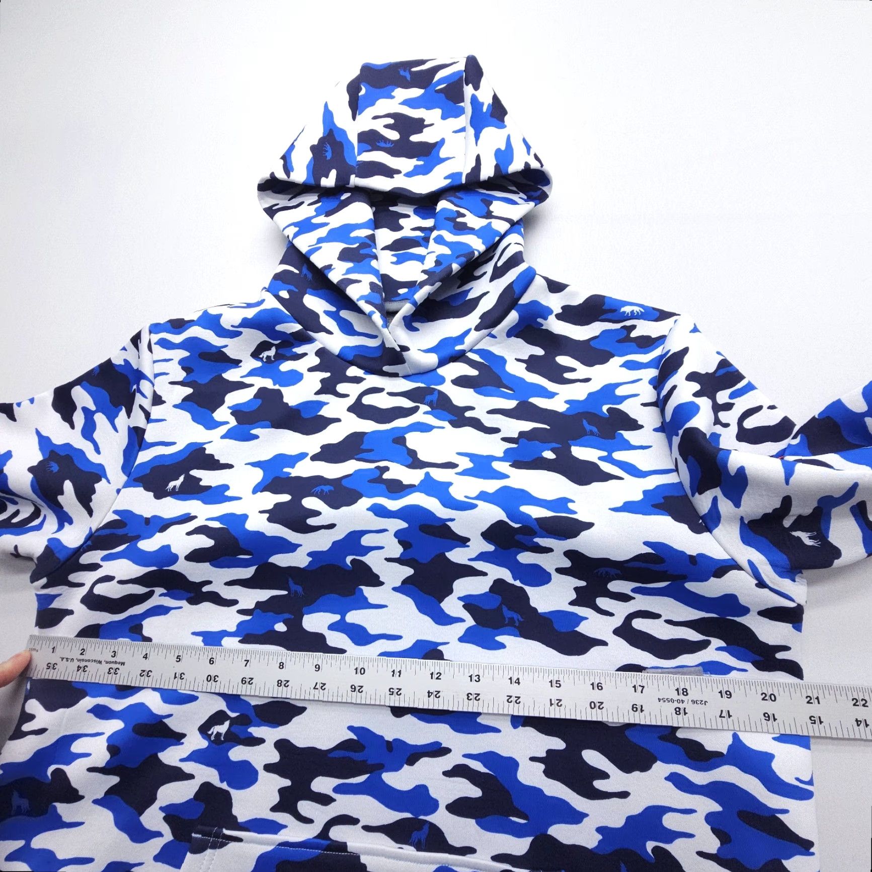 Vintage Greyson Camoscape Chene Hoodie Mens Small Blue Camouflage Wolf Print Performance Golf Shirt Size US S / EU 44-46 / 1 - 6 Thumbnail