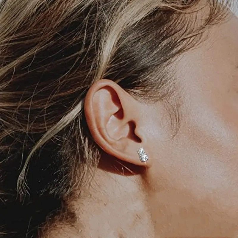 Jewelry × Sterling Silver 925 Silver 3 Carat Moissanite Diamond Gourd Stud Earrings Size ONE SIZE - 3 Thumbnail