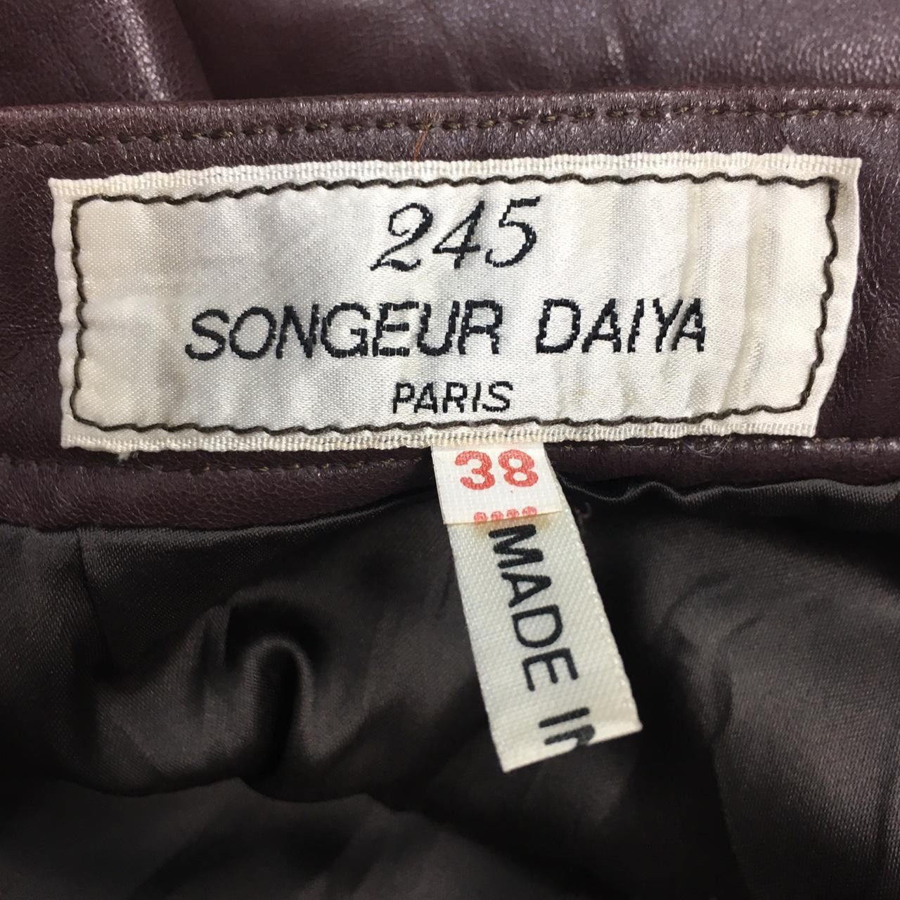 Vintage Vtg 245 SONGEUR DAIYA PARIS Leather Mini Skirt Size 38" / US 16 / IT 52 - 4 Thumbnail