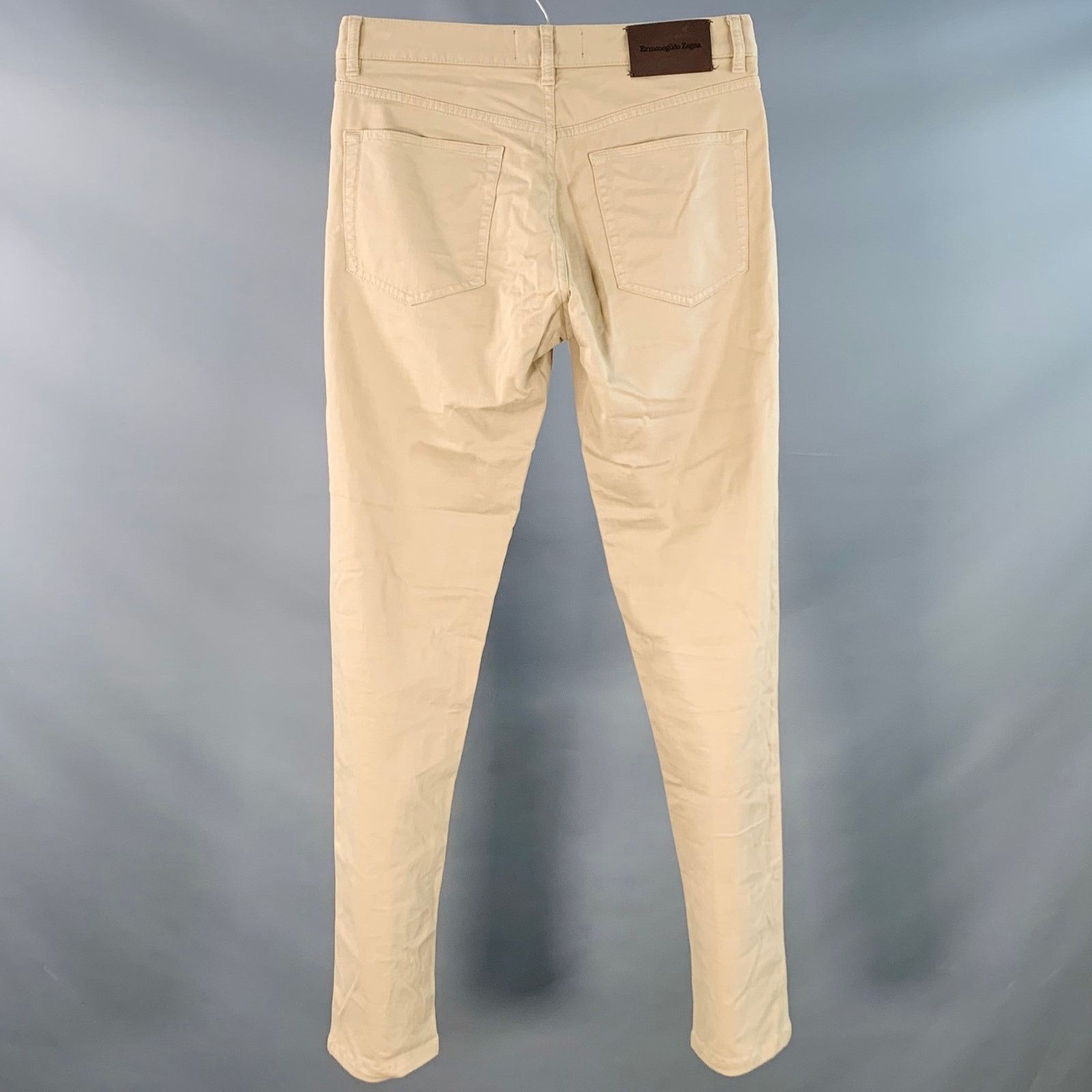 Ermenegildo Zegna Khaki Cotton Blend Jean Cut Slim Straight Casual Pants Size US 30 / EU 46 - 2 Thumbnail