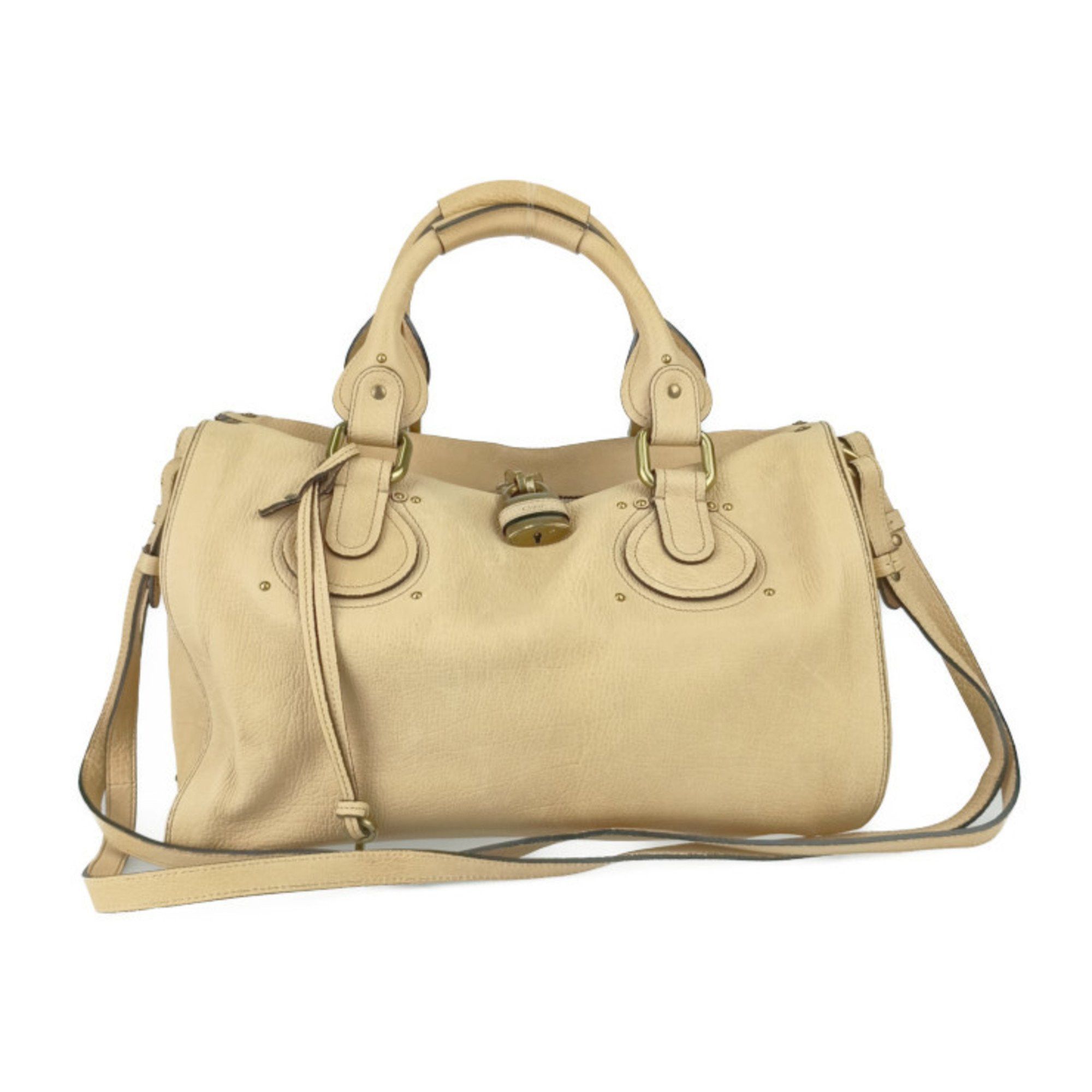 Chloé Chloe Aurora Boston Bag - Beige Leather Women's Handbag Shoulder