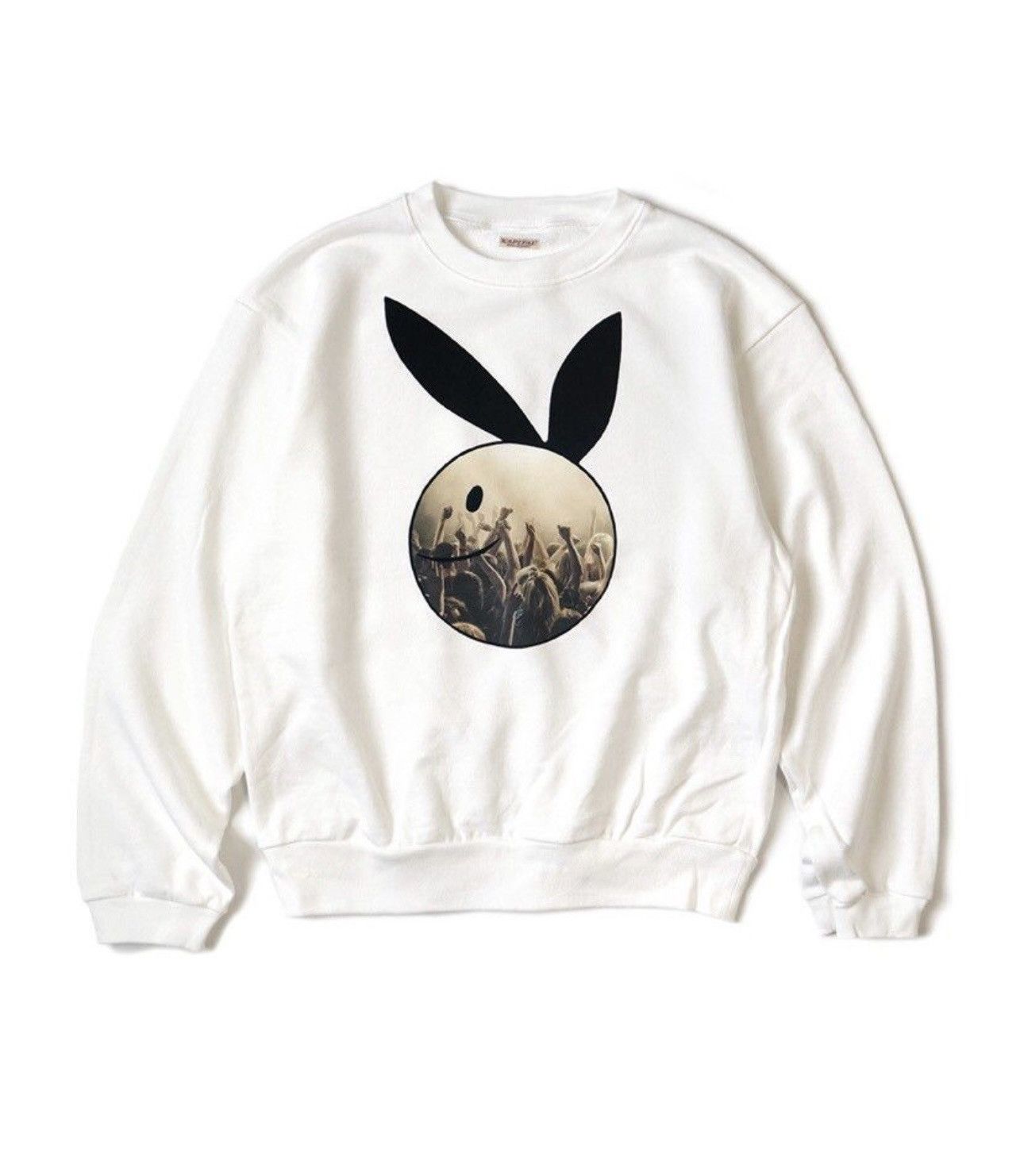 image of Kapital Coneybowy Disco Bunny Sweatshirt in White, Men's (Size Large)