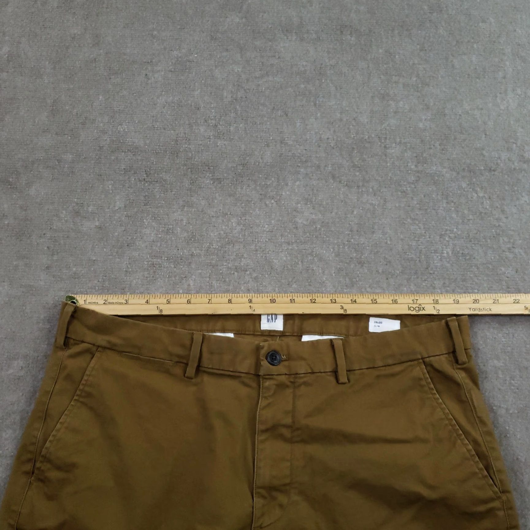 Gap GAP Chino Pants Mens 38x27 Slim Fit Brown Casual Flat Front Tapered Stretch Size US 38 / EU 54 - 5 Thumbnail
