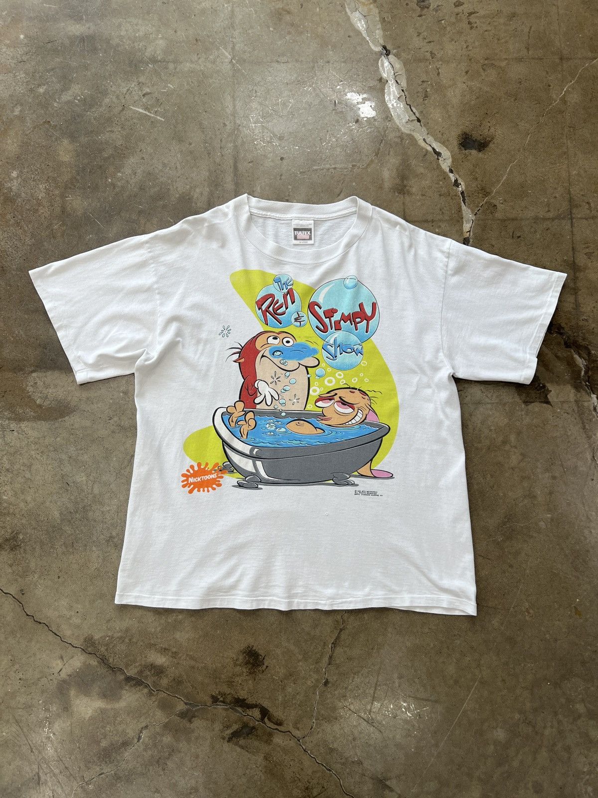 Nickelodeon × Vintage Vintage 1992 The Ren and Stimpy Bathtub Single Stitch Tee XL Size US XL / EU 56 / 4 - 2 Thumbnail