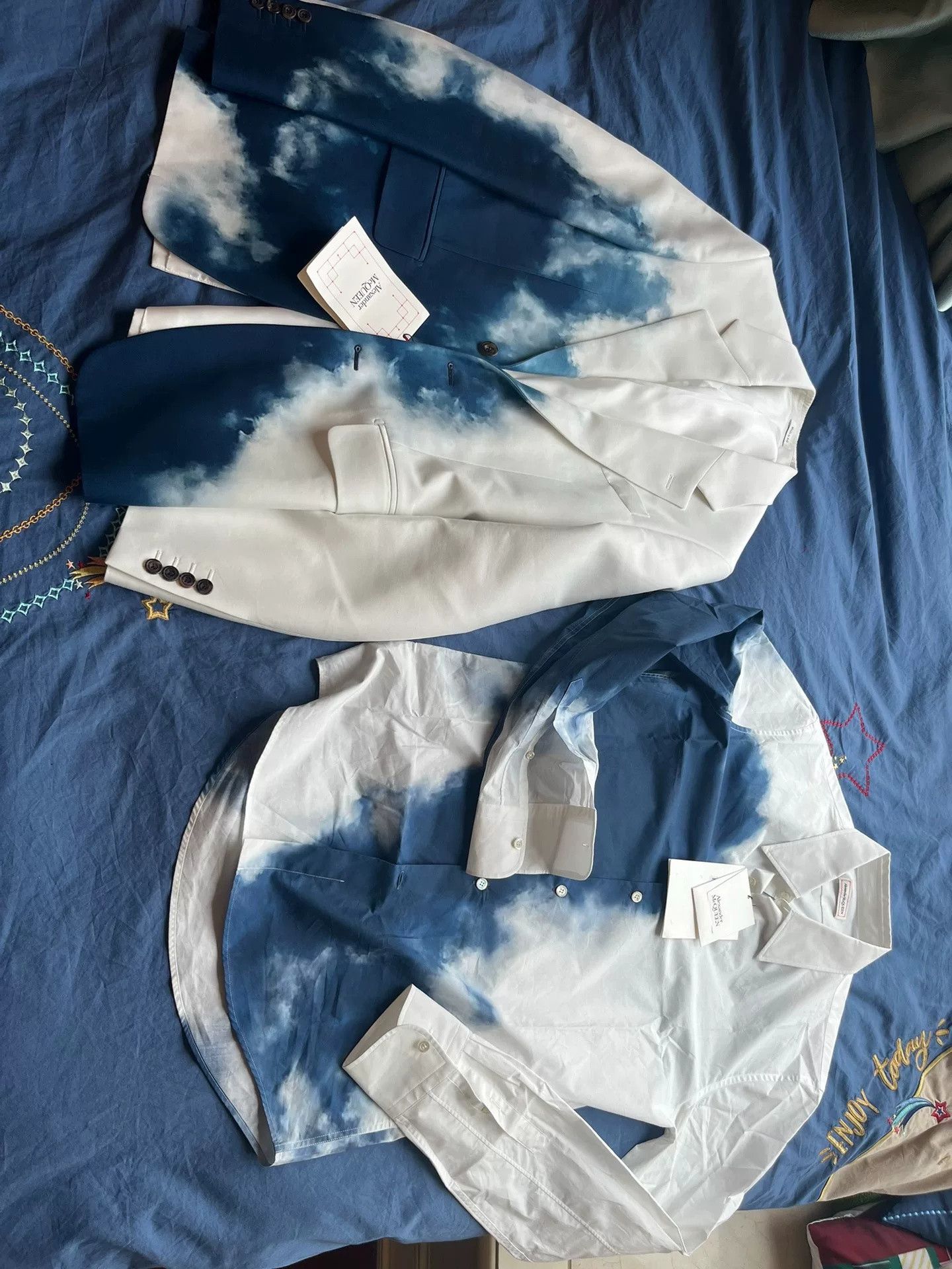 Alexander McQueen Alexander McQueen Blue White Tie-Dye Suit Set Size US S / EU 44-46 / 1 - 2 Thumbnail