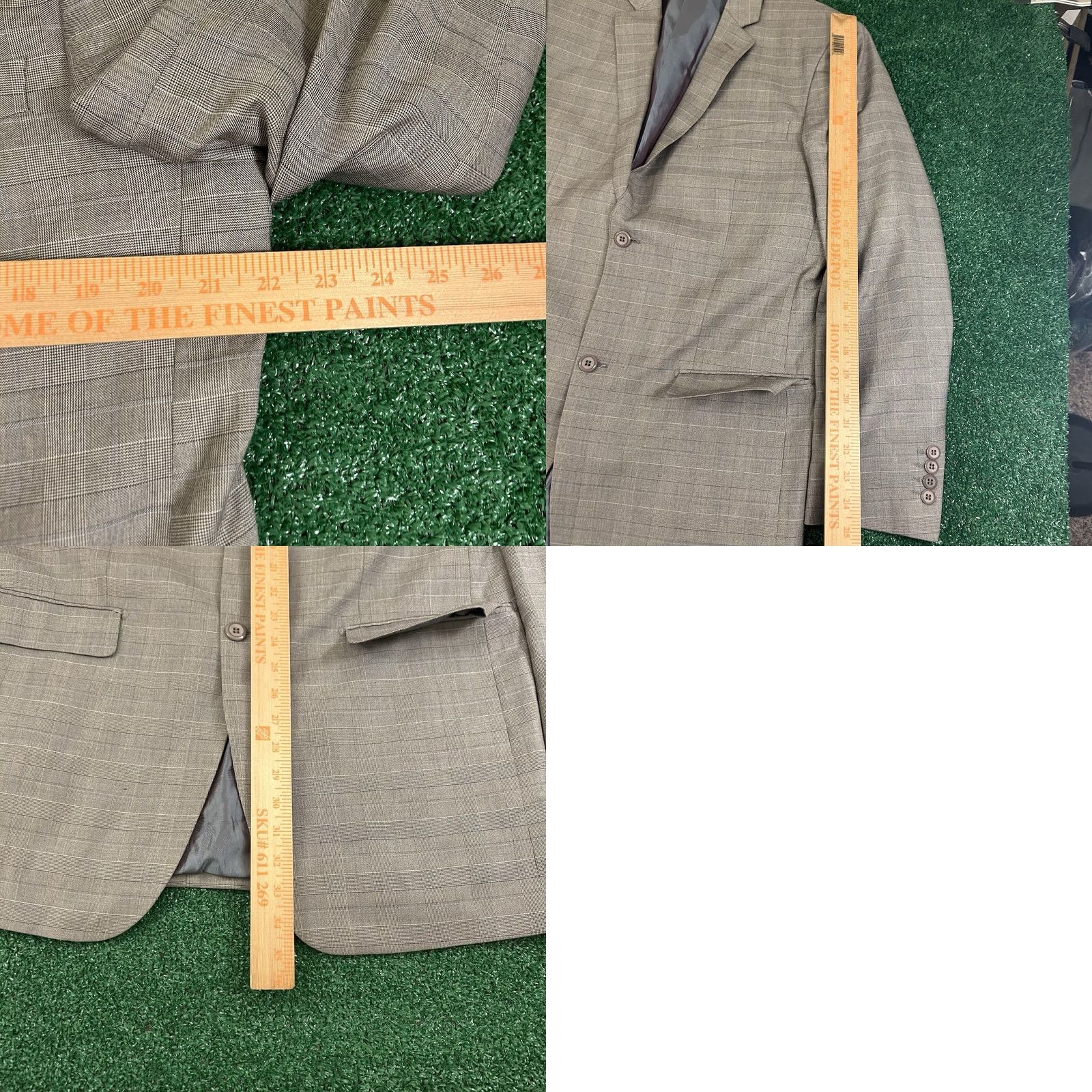Vintage Vitali Blazer Jacket Mens 42L Beige Plaid Sport Coat Formal Work Preppy Pockets Shirt/Coat? Size 42R - 8 Thumbnail
