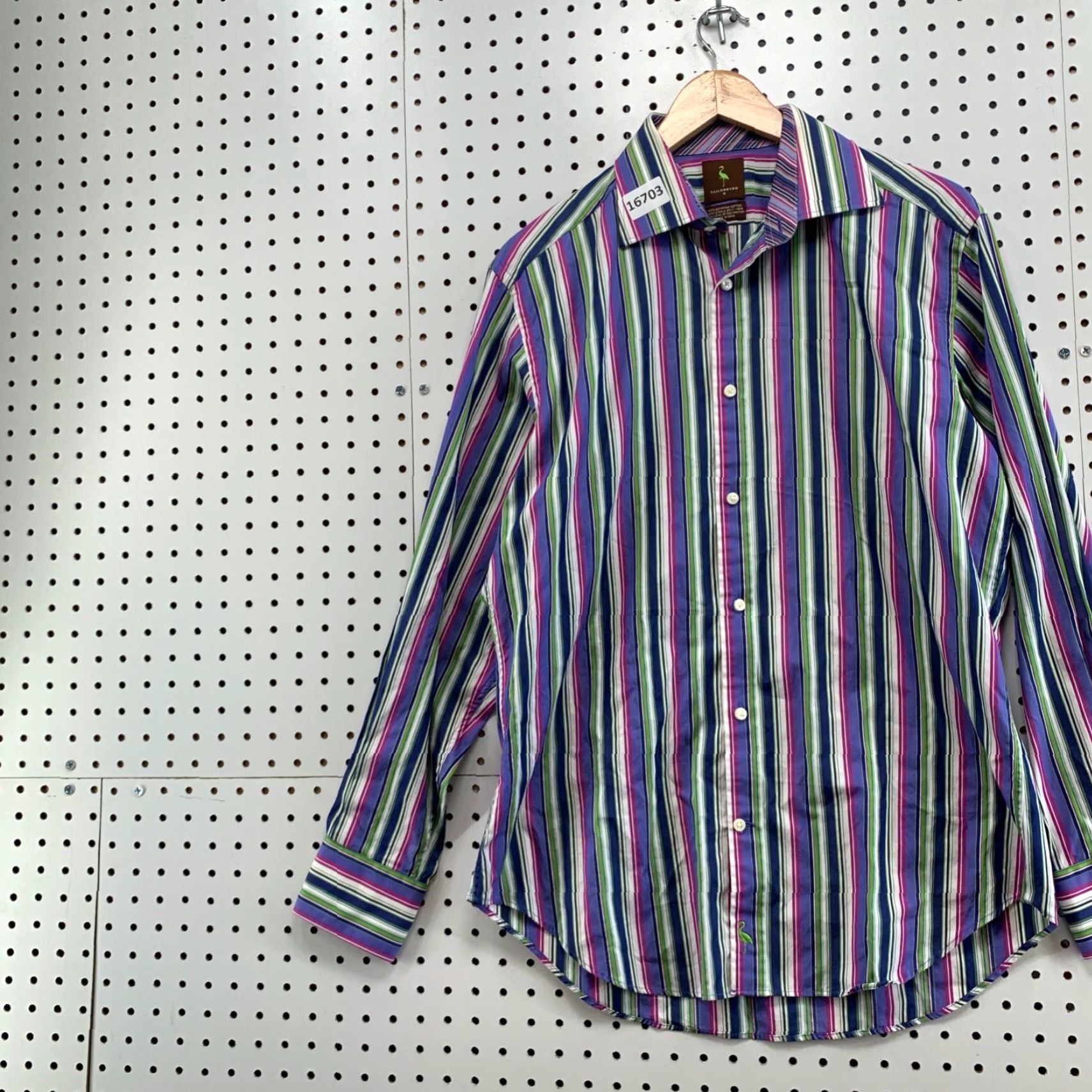 Tailorbyrd VINTAGE Tailorbyrd Shirt Mens M 100% Egyptian Cotton Purple Striped Long Sleeve Button-Up Adult Medium Purple Striped Mens Size US M / EU 48-50 / 2 - 3 Thumbnail