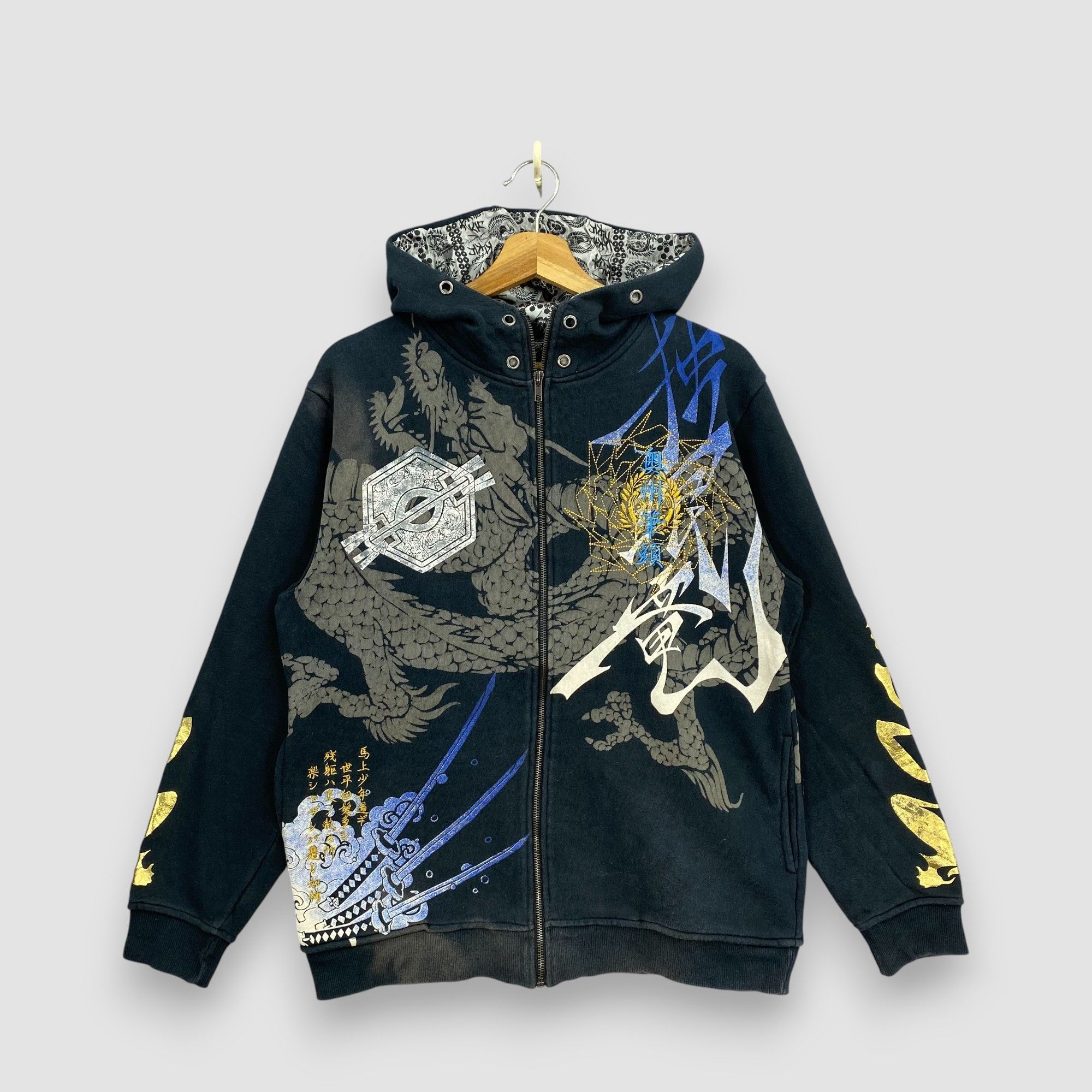 Japanese Brand Vintage Y2K Senbu Sukajan Hoodie OVP Dragon Zipper Sweater Size US M / EU 48-50 / 2 - 1 Thumbnail
