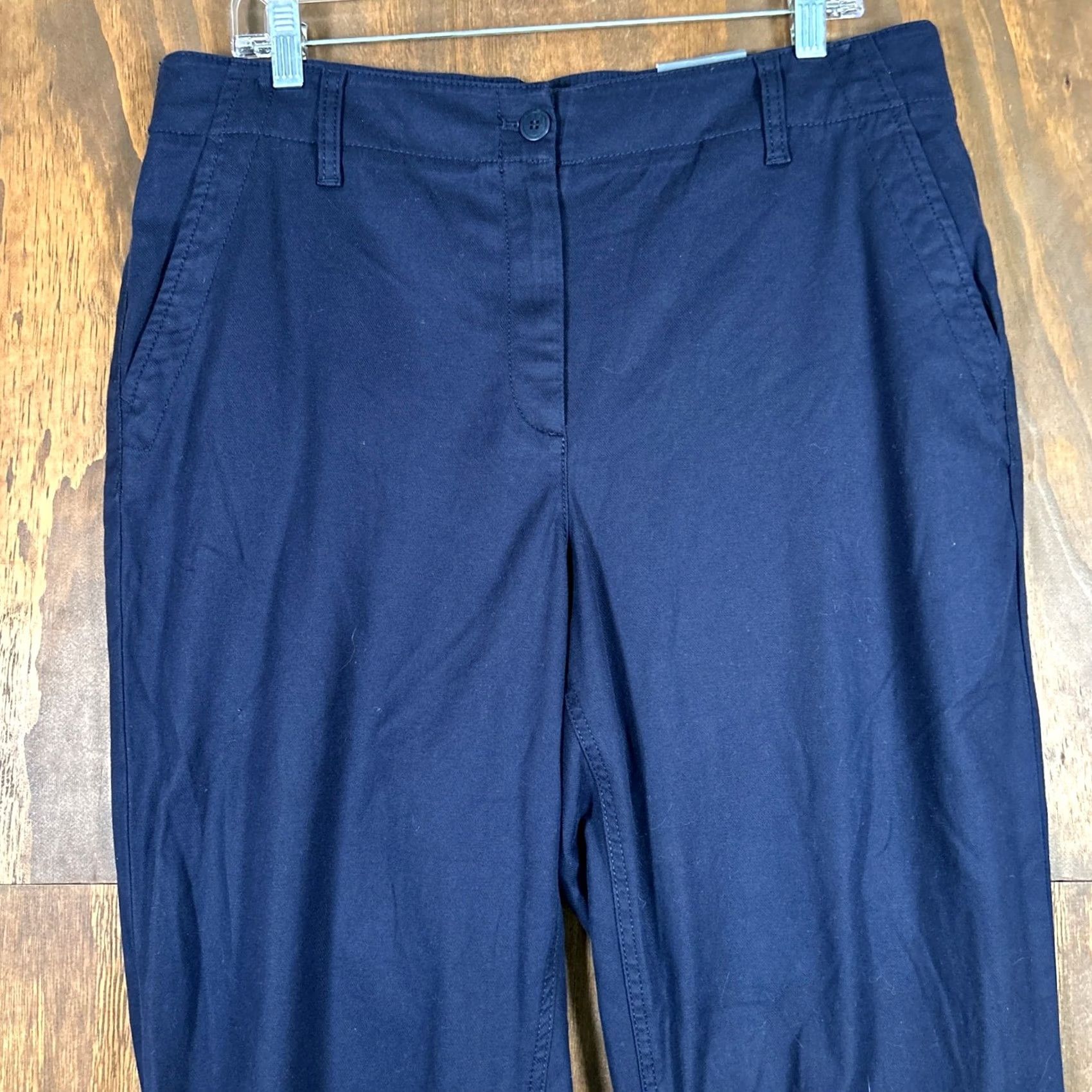 Talbots Talbots Womens Pants Navy Blue High Rise Button Relaxed Joggers Stretch Large L Inseam 26.5 in Casual Workwear Footwear? Size 24" / US 00 / IT 34 - 2 Thumbnail