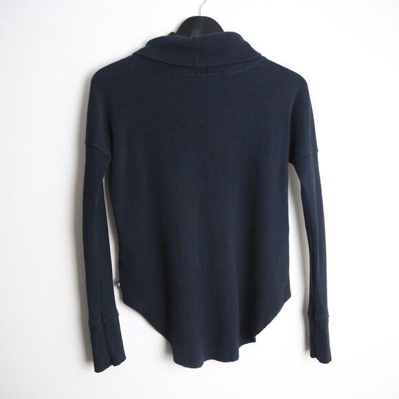 Aritzia Tna Thermal Cowl Neck Black Waffle Knit Long-sleeve Shirt Size XXS / US 00 / IT 34 - 8 Thumbnail