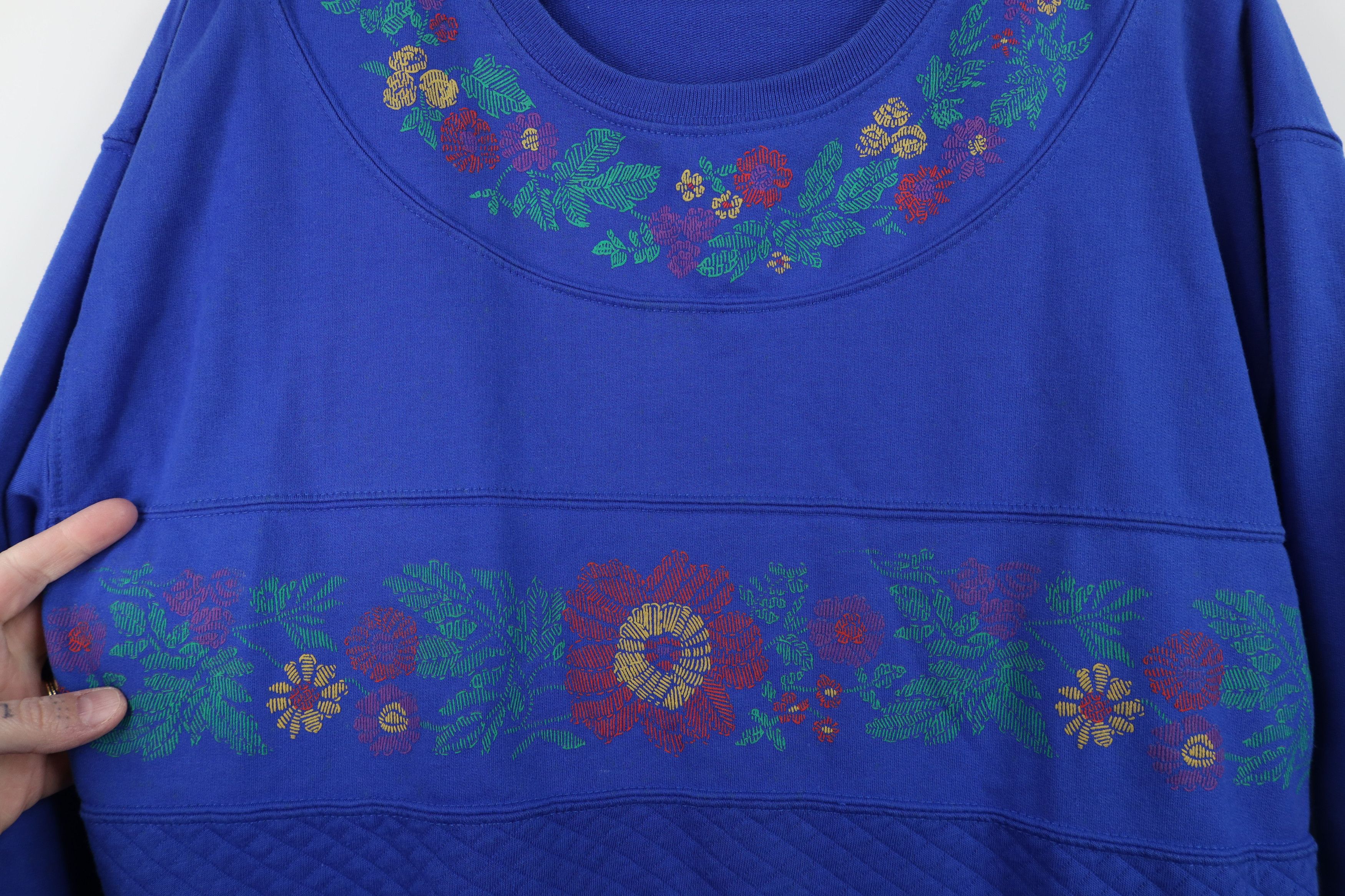 Vintage Vintage 90s Streetwear Lightweight Flower Sweatshirt Blue Size L / US 10 / IT 46 - 5 Thumbnail