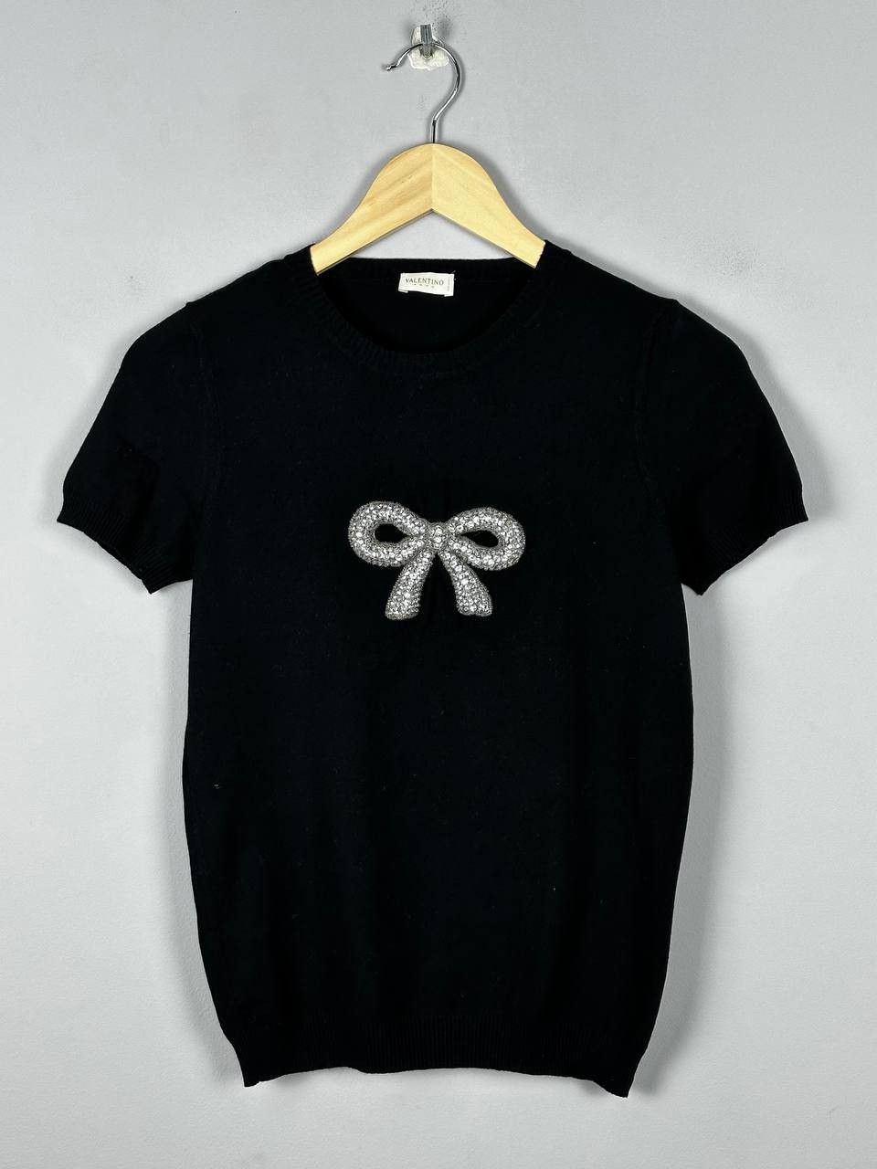 Valentino Valentino Roma Black Knitted Luxury T Shirt Size XS / US 0-2 / IT 36-38 - 1 Thumbnail
